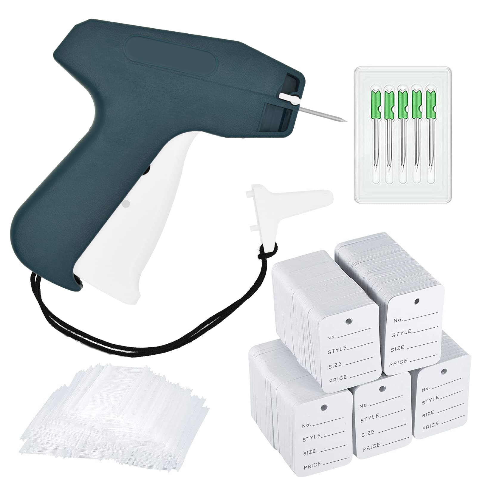 2006 PcsTagging Gun Kit Including Liumai Tag Gun, 5 Steel Needles, 1600 Clear Barbs Fasteners, 400 Pieces Clothing Price Label (Gray-Blue)
