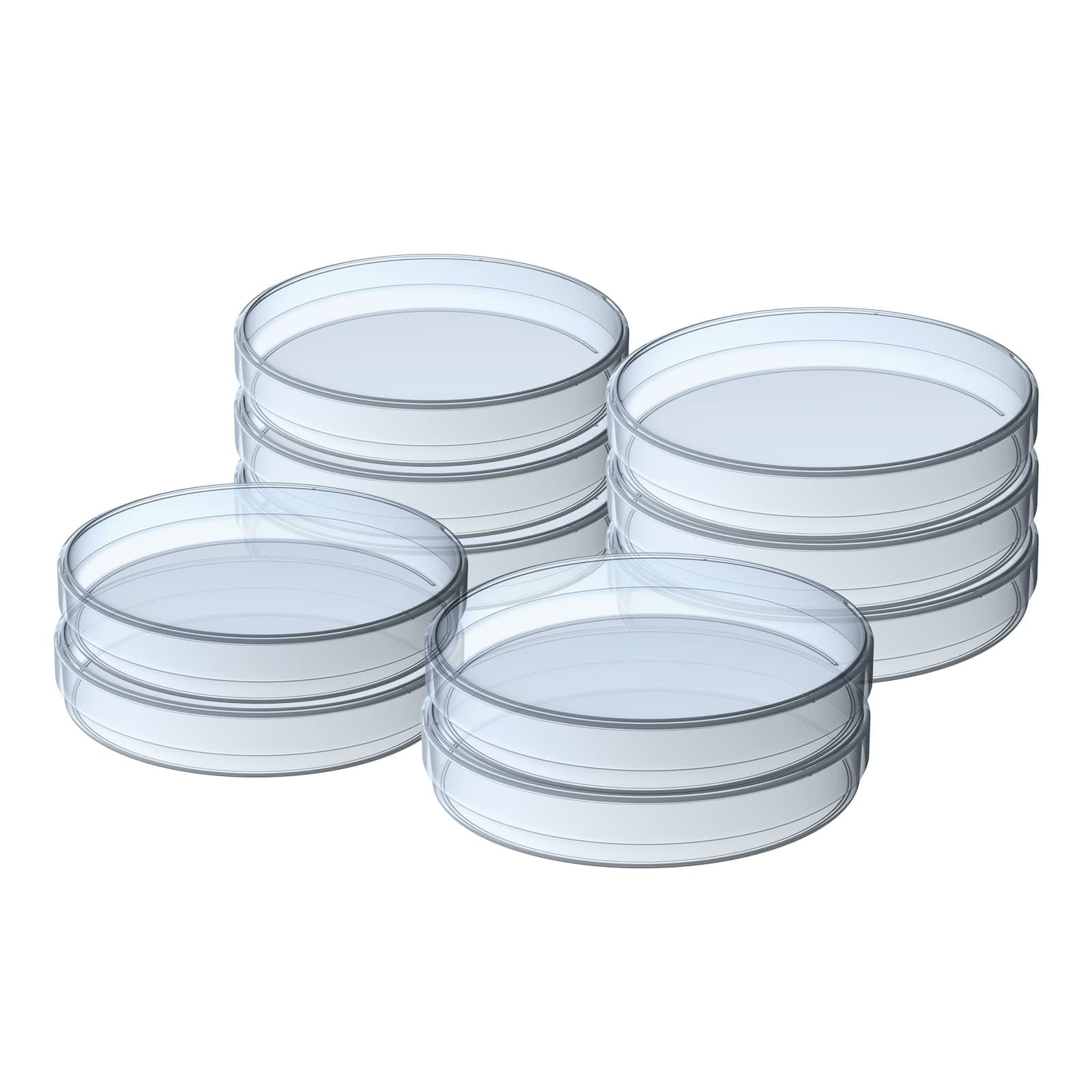 10 Pack Sterile Thick Plastic Petri Dishes with Lid, 90mm Dia x 15mm Deep Clear 3 Vents Petri Dish for Lab Science Experiment