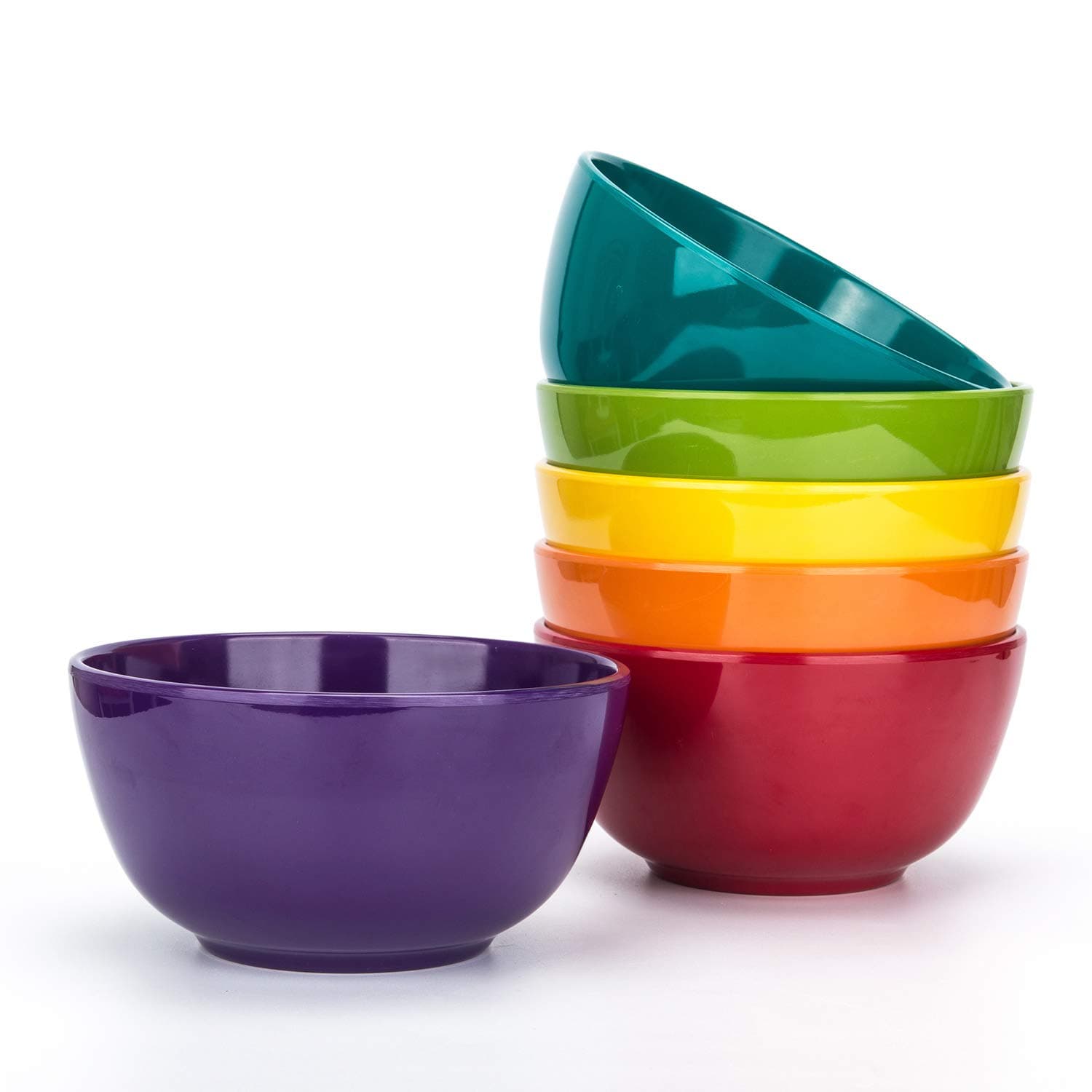 KX-WARE Melamine Bowls Set - 28oz 6inch 100% Melamine Cereal/Soup/Salad Bowls, Set of 6 in 6 | Shatter-Proof and Chip-Resistant Dishwasher Safe, BPA Free