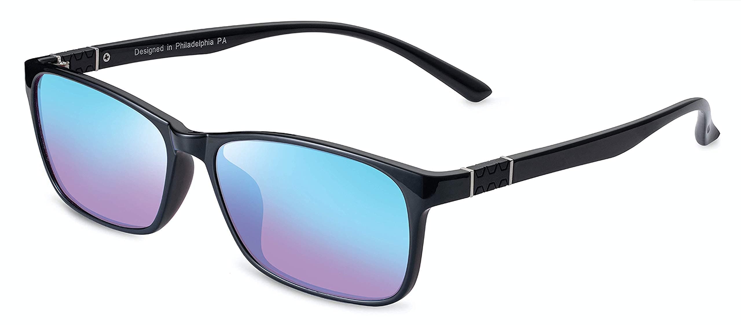 Pilestone TP-032 Lens B Color Blind Glasses Slimline Style for Strong/Severe Red-Green Blindness Indoor/Outdoor Use, Black, 8*4*3 in