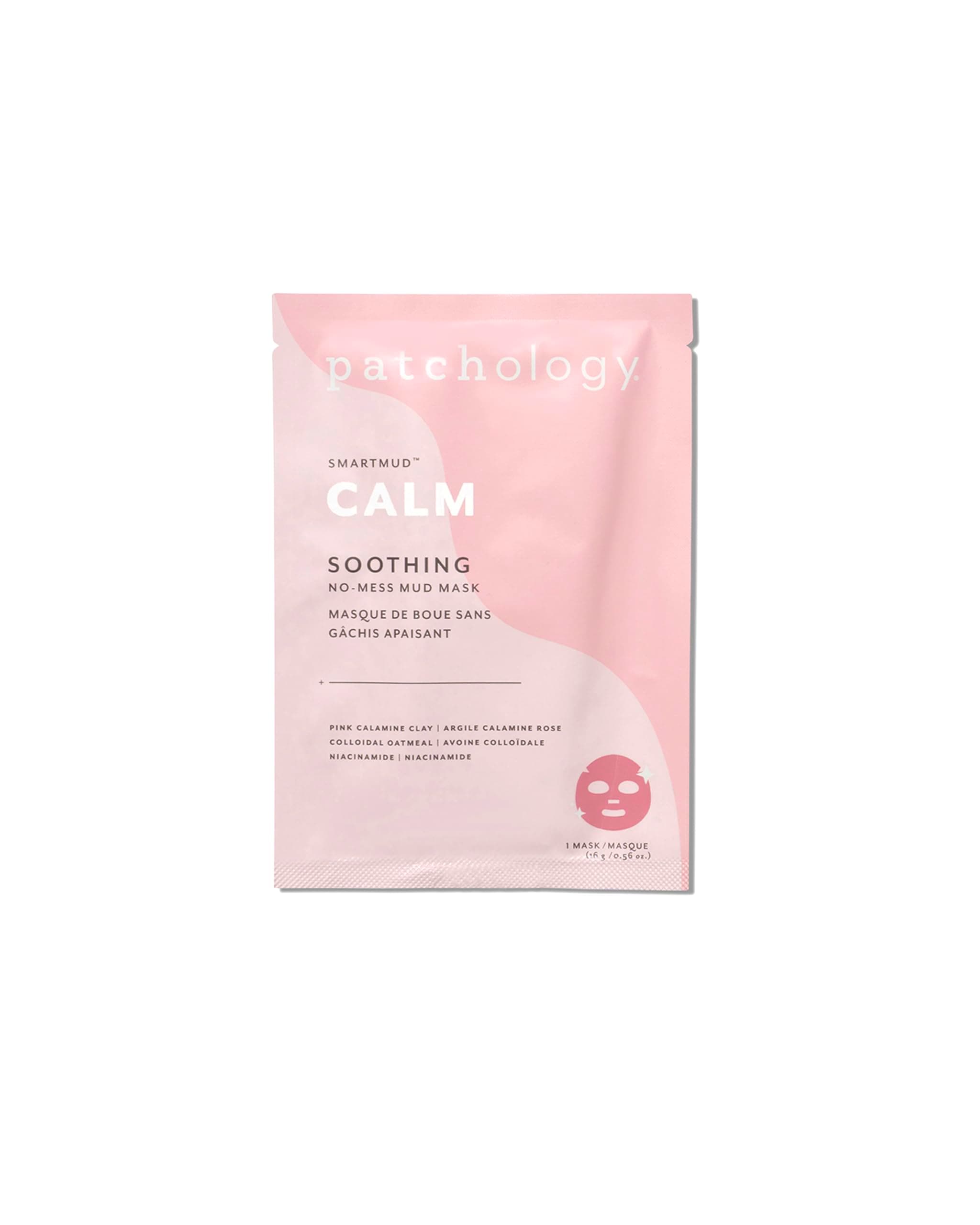 Patchology Calm SmartMud Clay Mask For Face - No Mess Soothing Mud Mask w/Calamine, Colloidal Oatmeal, & Niacinamide - Reduces Redness & Moisturizes Skin - Face Mask Skin Care for Women (1 Count)
