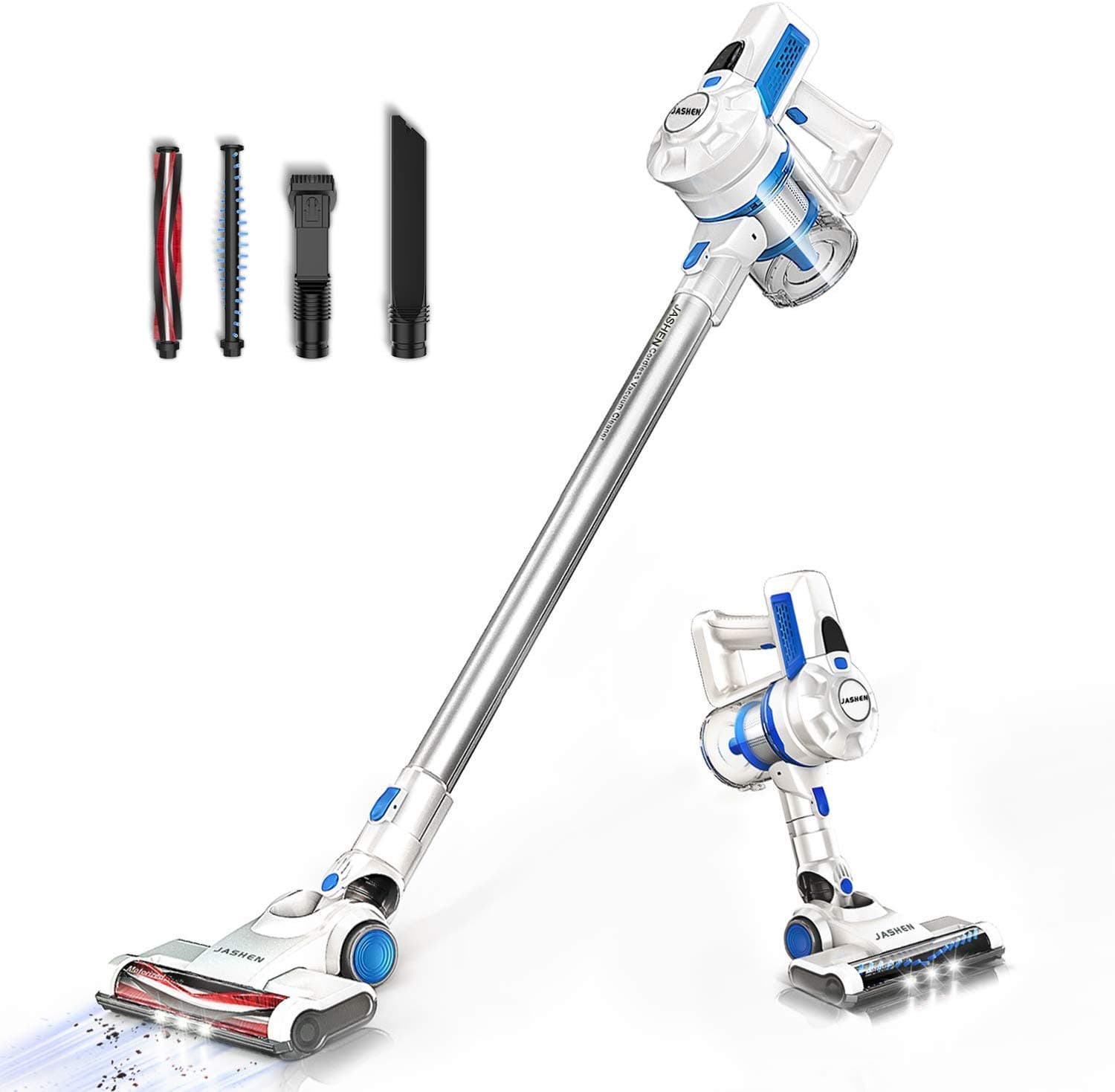 Cordless Vacuum Cleaner, JASHEN Cordless Stick Vacuum Cleaner Wireless Lightweight Handheld Vacuum Cleaner 2 in 1 with Rechargeable Lithium Battery & LED Brush for Floor Carpet Pet Hair Car