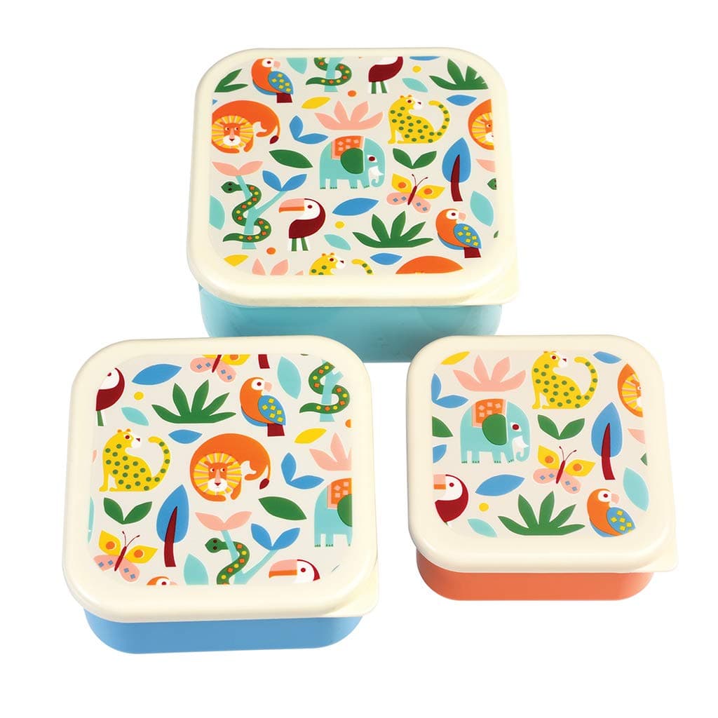 Children's Reusable BPA Free Snack Boxes (Set of 3) - Choice of Design (Wild Wonders)