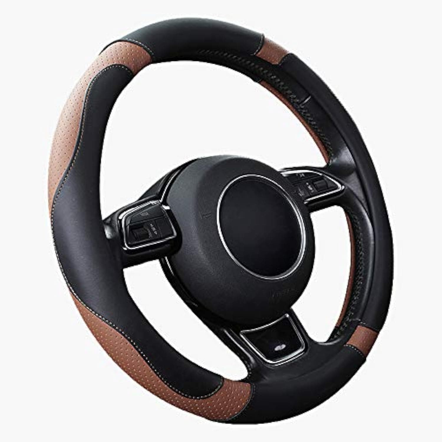 Car Steering Wheel Cover Steering Wheel Protector Microfiber Leather Universal 37-38cm / 15" Anti-slip Breathable Durable (Brown)