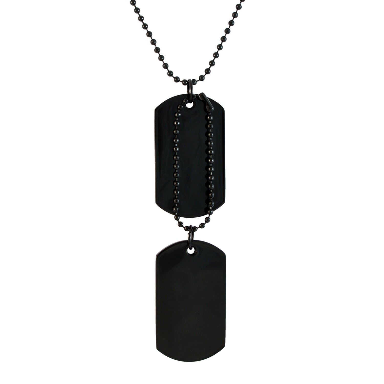 Sarah Plain Pendant Dog Tag Necklace for Boys and Men(Black)