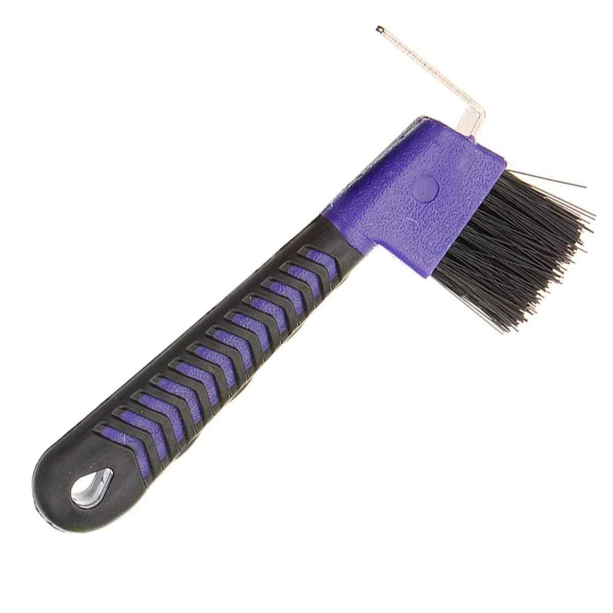 Horse Hoof Pick Brush with Soft Touch Rubber Handle (Purple)