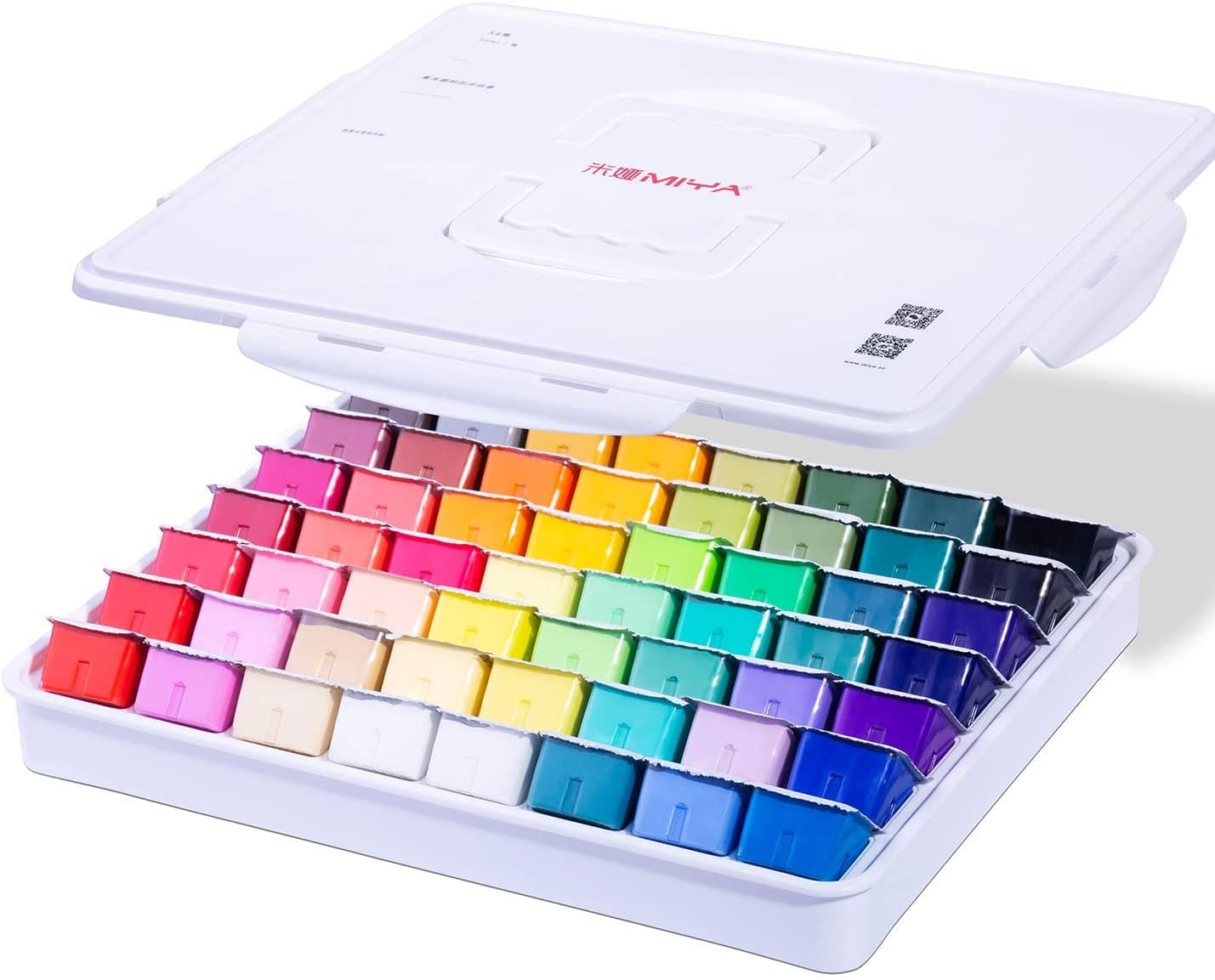 HIMI Gouache PaintSet, 56 Colours, 30 ml Jelly cups, with Palette, Non Toxic PaintSet for Paper and Canvas PaintSet, For Professionals, Multicolor