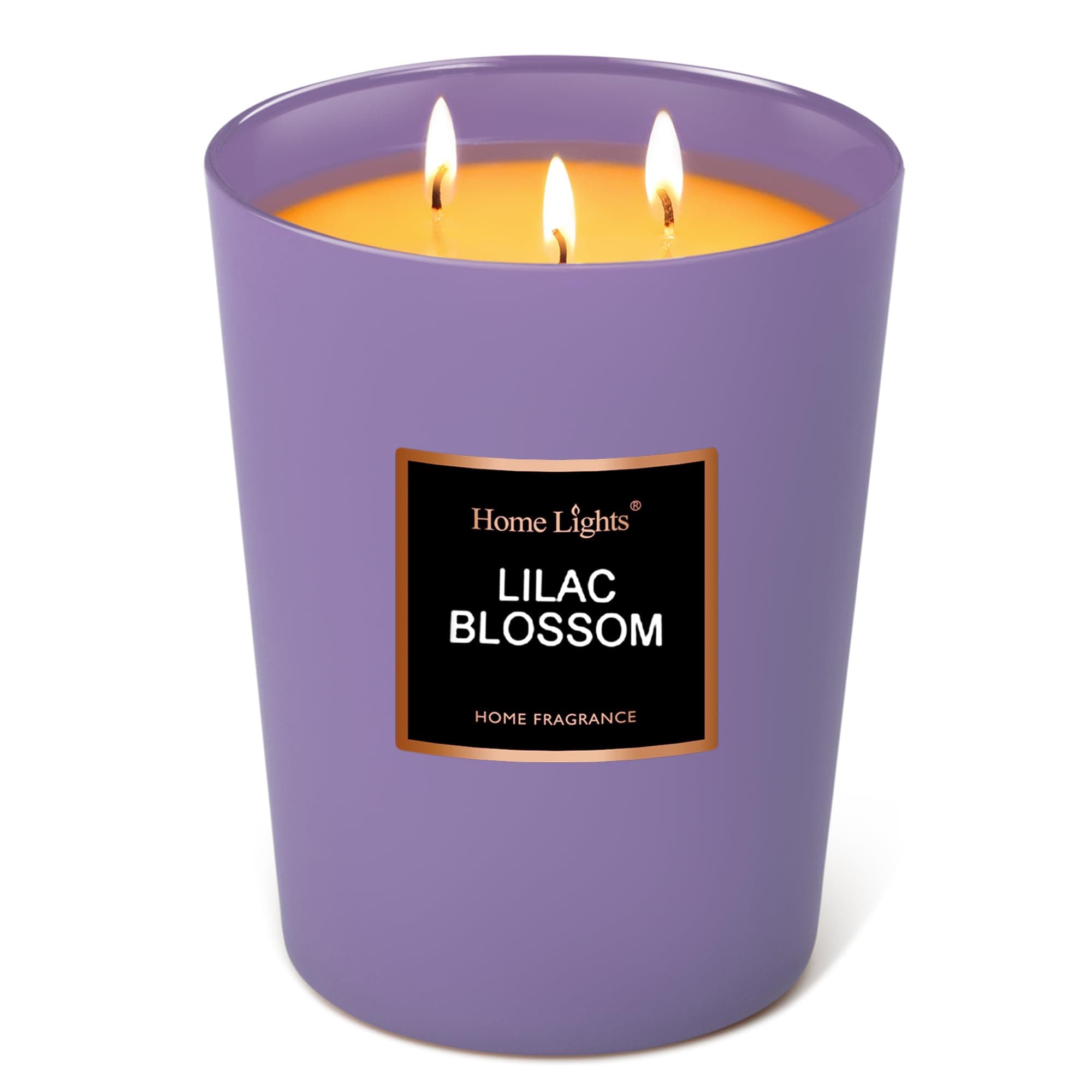 Home Lights Highly Scented Soy Candles Big 33.3 oz for 3 Cotton Wicks, Smokeless Long Lasting 130 hrs in Lilac Blossom. 5x6, Great Gift for Women & Men