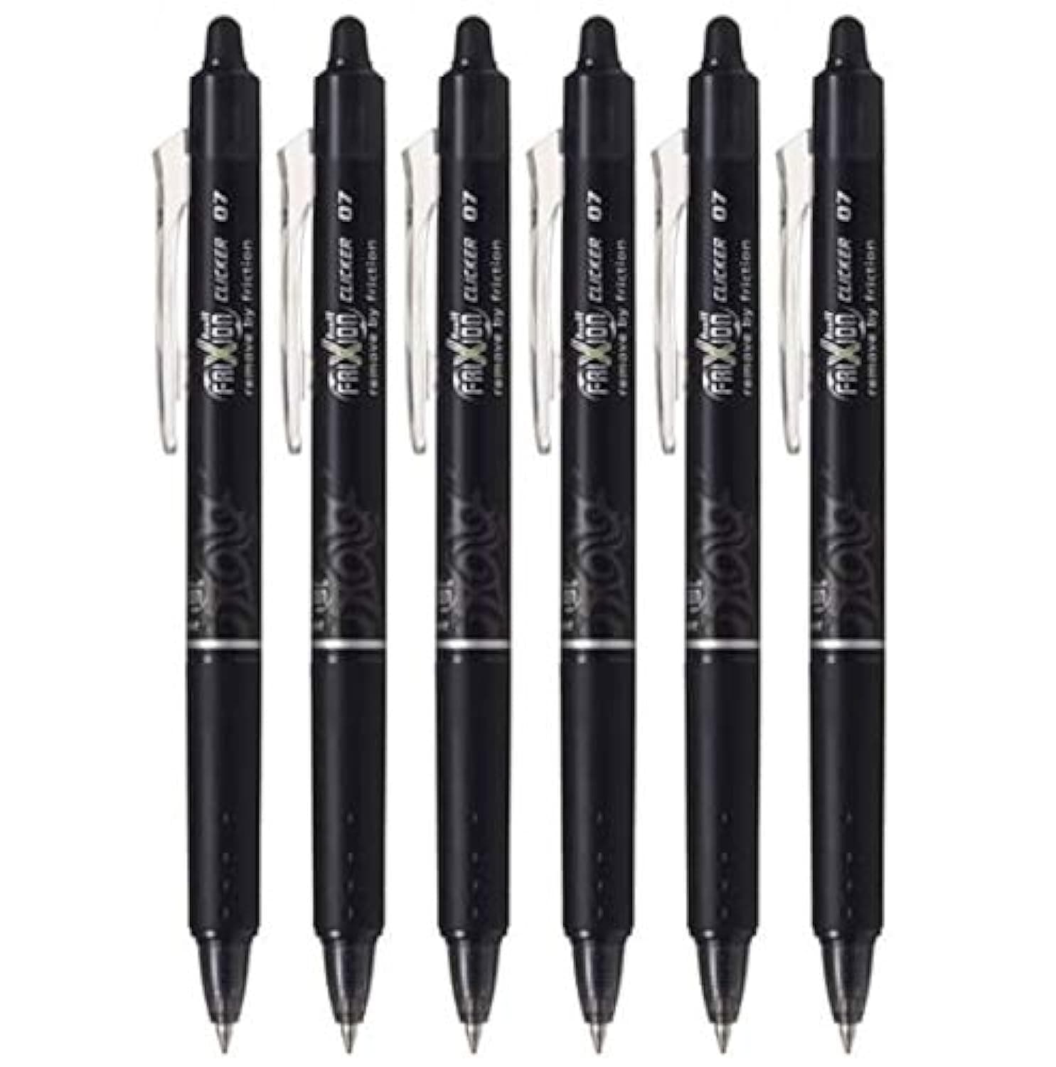 FriXion Ball Clicker Retractable Erasable Gel Pen, Fine Point, 0.7mm, Black Ink, 6 Count