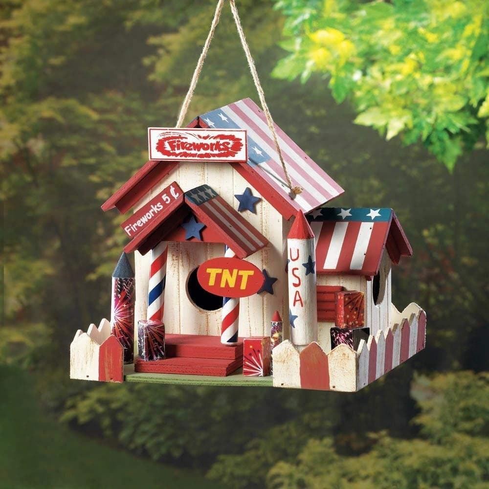 Bird Nest, Fireworks Stand Modern Outdoor Finch Birdhouse - Made of Wood