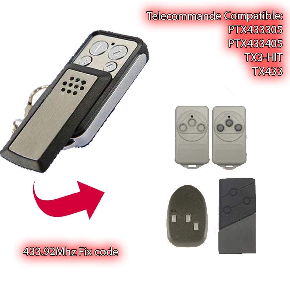 433.92 MHz hand-held transmitter for PROTECO PTX433405, PROTECO TX433 drives