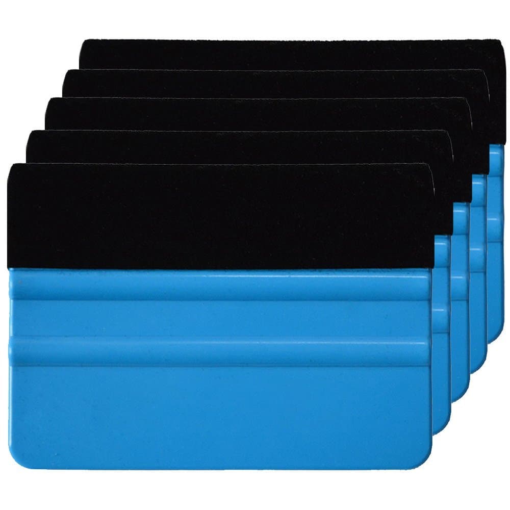 5 Pack - Pro Professional Vinyl Wrapping Squeegee Thick Felt Tool Applicator Edge Scraper Car Van Bike Wrap - Blue