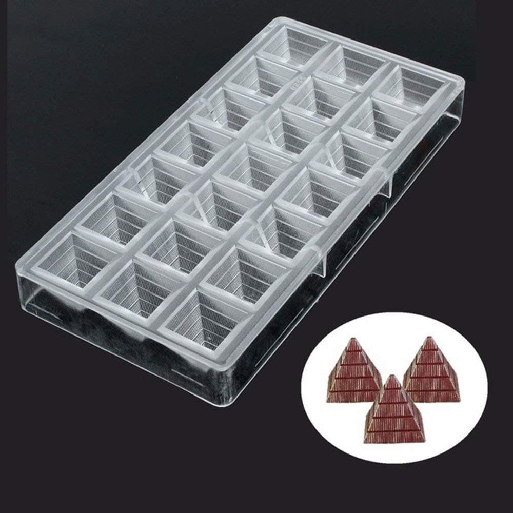 Voarge Kitchen Baking 3D Pyramid Shape Polycarbonate Chocolate Moulds PC Tray Clear Candy Handmade Fondant Moulds Kitchen Tray Bar Shape Sweet Candy Shape Chocolate Tool