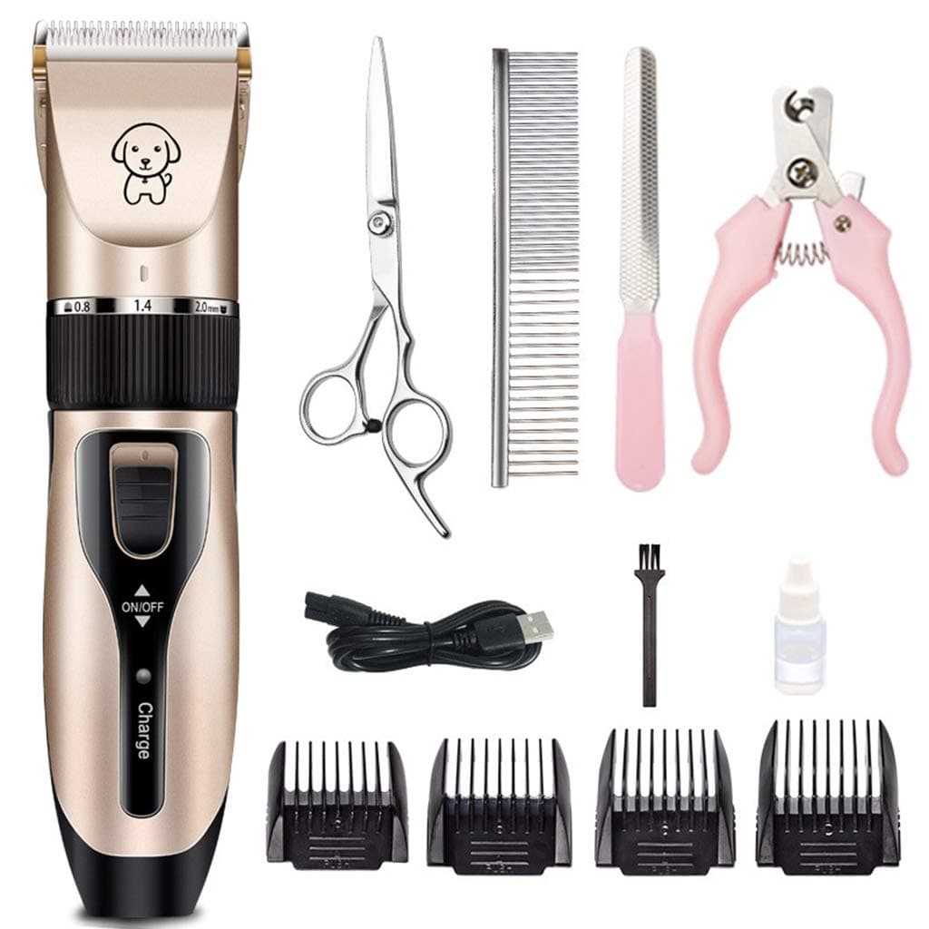 QNMM Dog Clippers Professional Pet Grooming Kit Low Noise, Rechargeable Pet Shaver Cordless Silent Dog Hair Trimmer with Scissors Comb Best Hair Clipper for Dogs Cats
