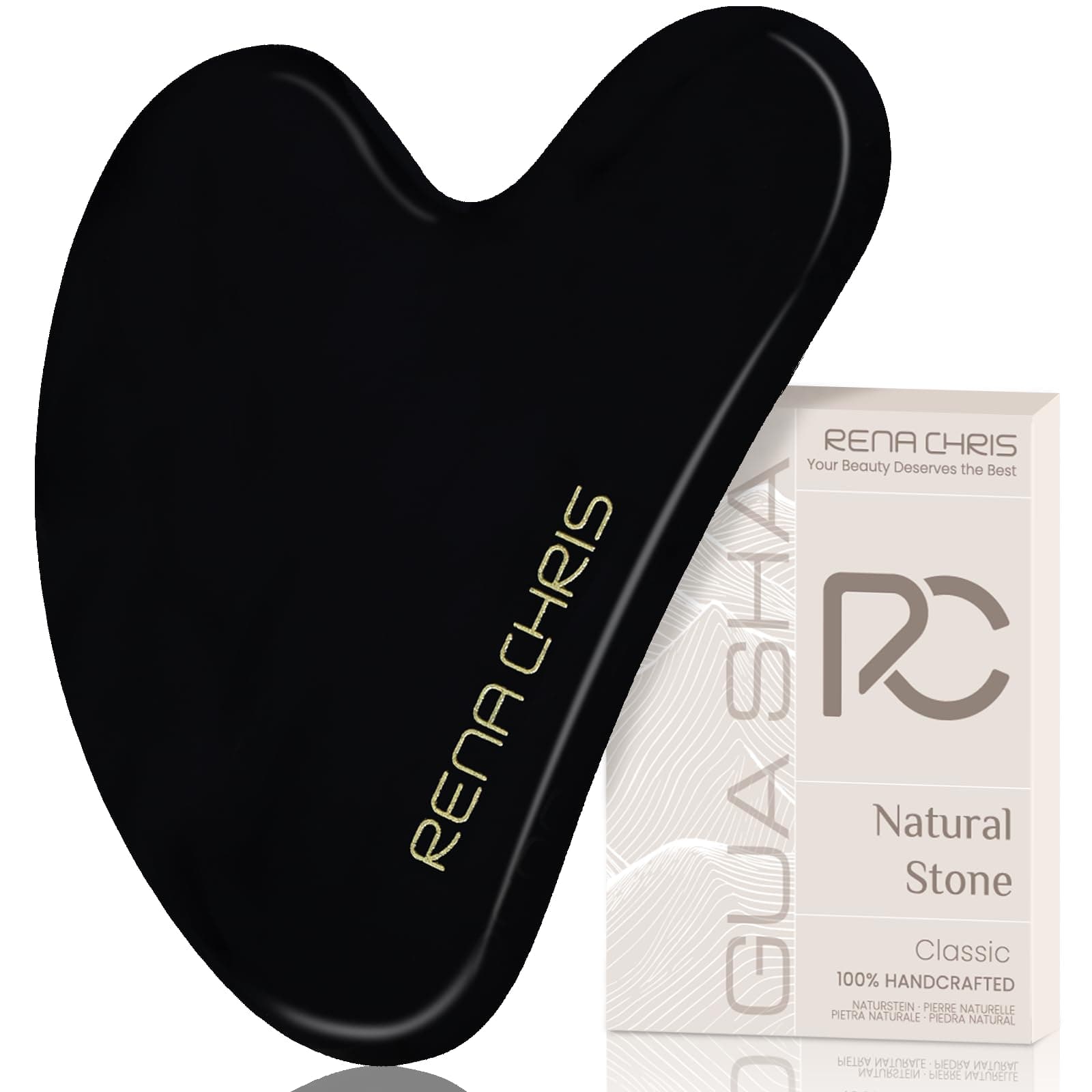 Rena Chris Face Cassa Tool Natural Stone Cassa Plate Enhances Chin Line Massage Plate Face Lift Small Face Beauty Care Tool Skin Care Gift Heart Obsidian Cassa (Black) Gua Sha Facial Tools Natural