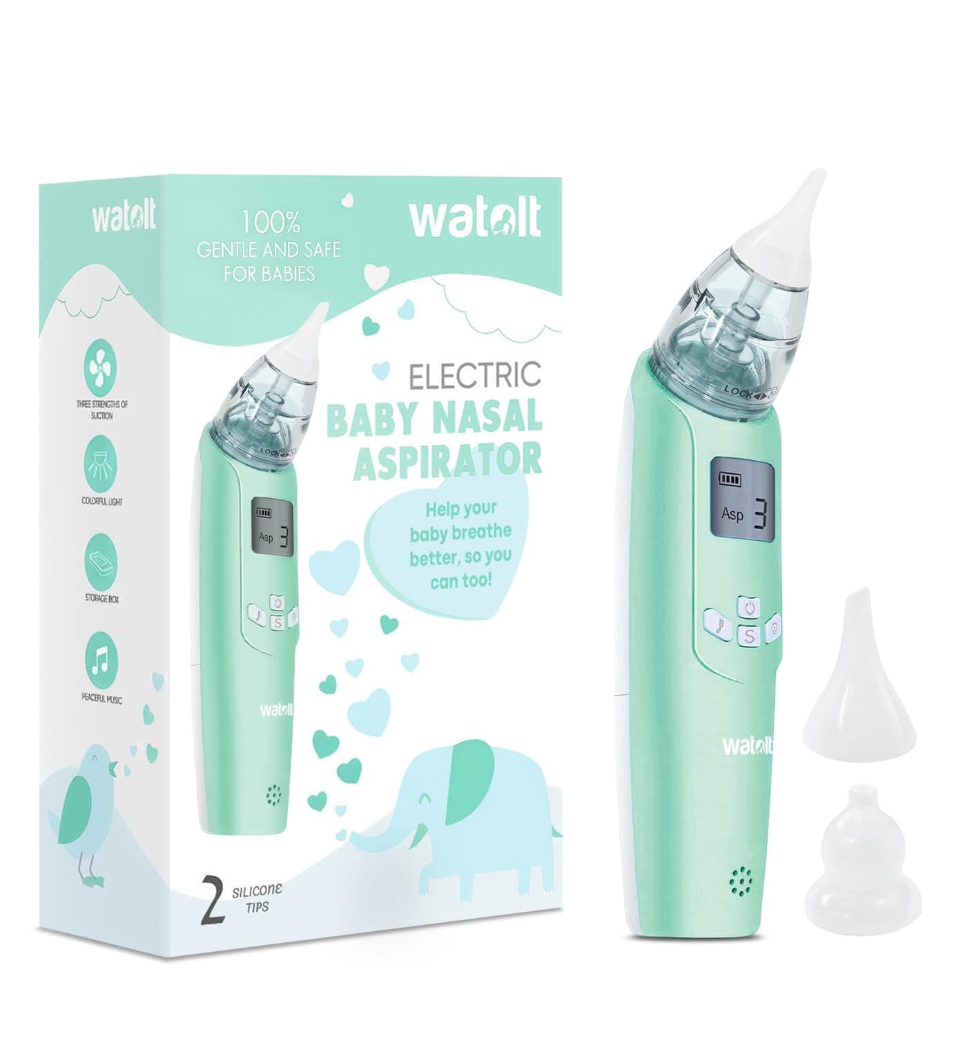 Baby Nasal Aspirator - Electric Nose Suction for Baby - Automatic Booger Sucker for Infants - Battery Powered Snot Mucus Remover for Kids Toddlers