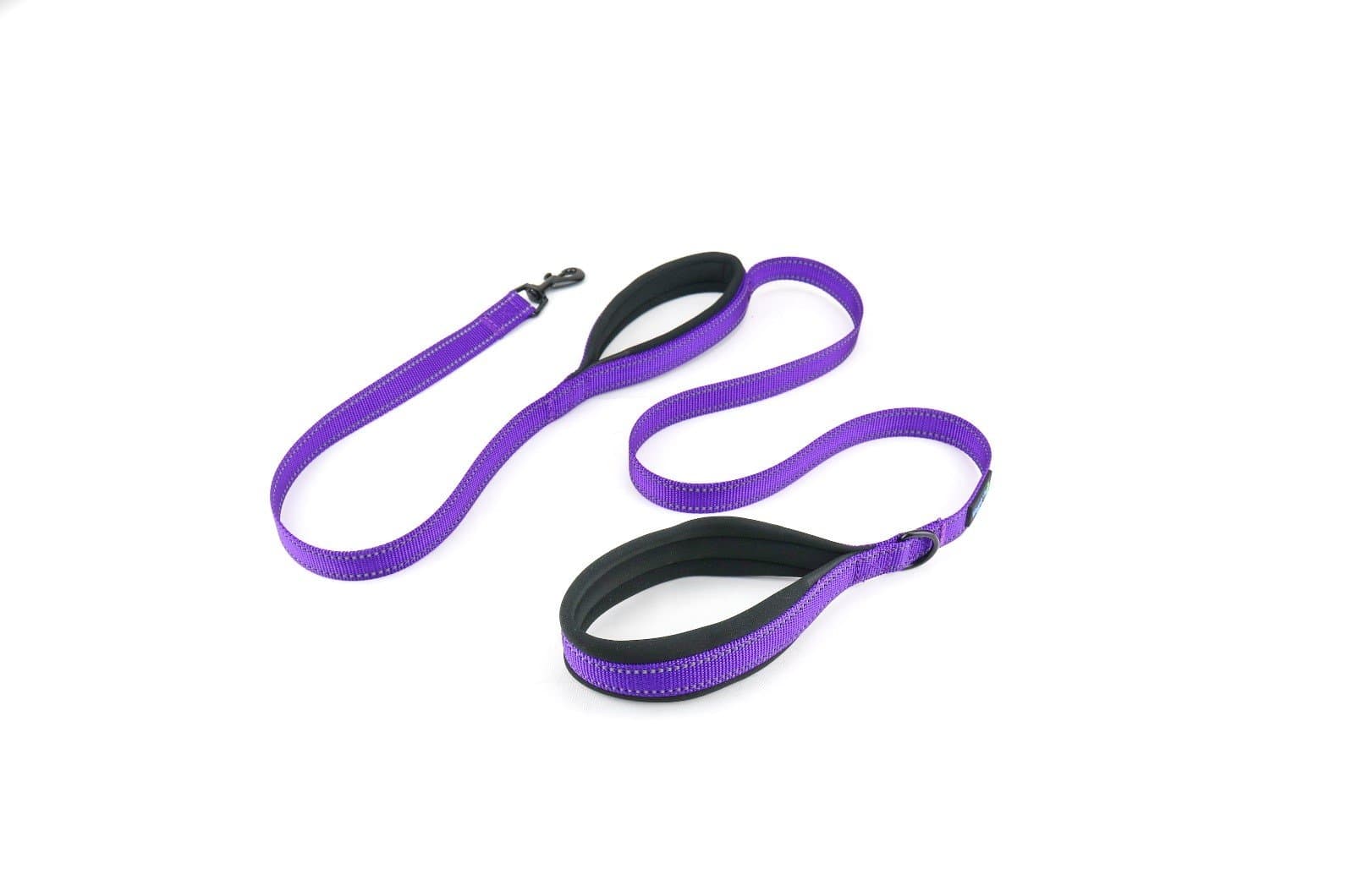 Waggin Tails Soft & Thick 5FT Double Handle Leash with Neoprene Padded Handle for Small to Medium Dog (Vibrant Purple)