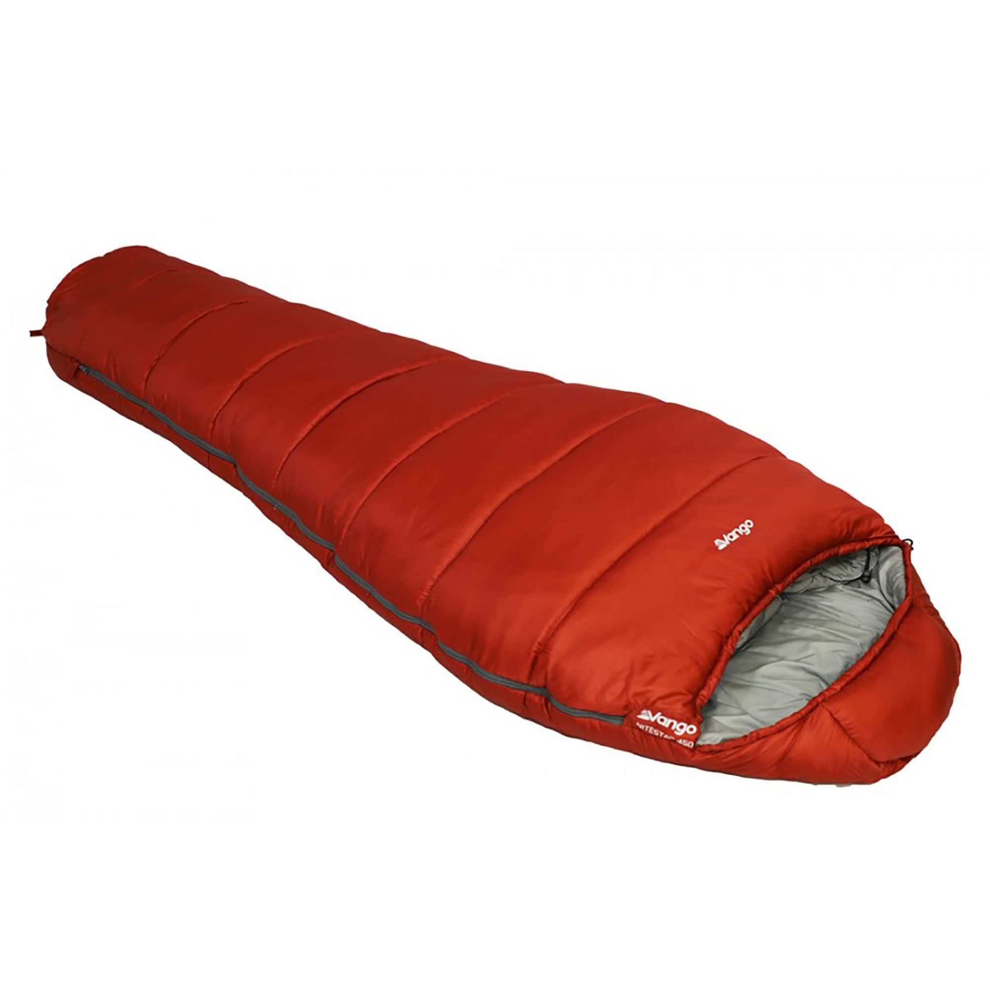 Vango Nitestar Alpha 450 Sleeping Bag - Duke of Edinburgh Recommended | Ultralight Mummy Sleeping Bag for Camping, Hiking, Outdoor, Backpacking (Harissa Red)