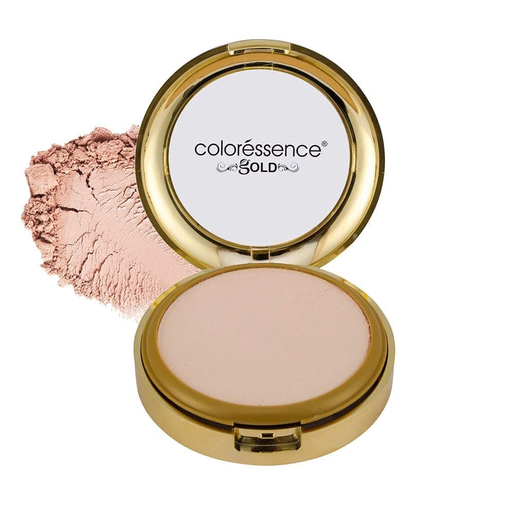 Coloressence Glitterati Compact Powder Gold Range SPF 15 Oil Free Matte Finish Face Satin Pressed Formula, 10g - Blush Matte