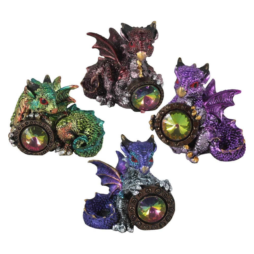 Nemesis Now Dragon's Reward Set of 4 5.5cm Figurines, Resin, Multi-Coloured, One Size