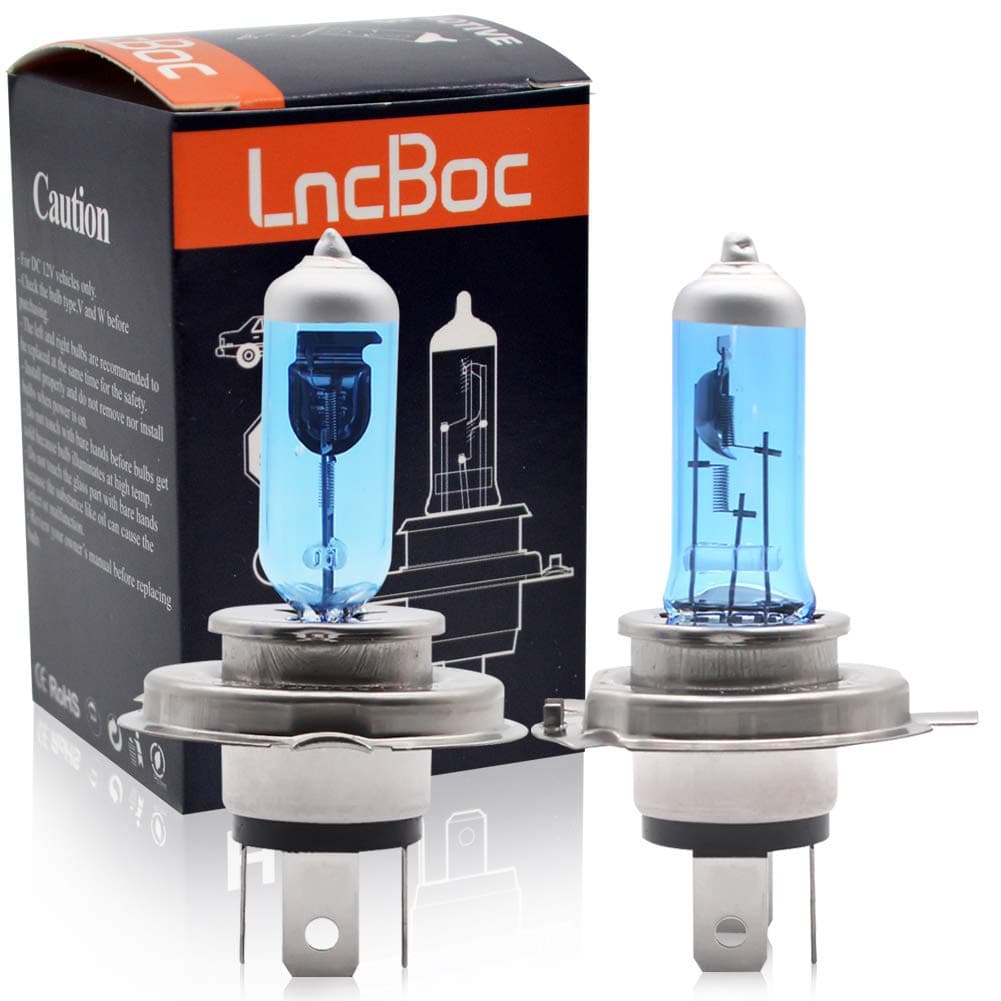 LncBoc H4 Halogen Headlight Headlamp 60W/55W Vehicle Super Bright Replacement for Car Auto 4300K Warm White H4 Pack of 2