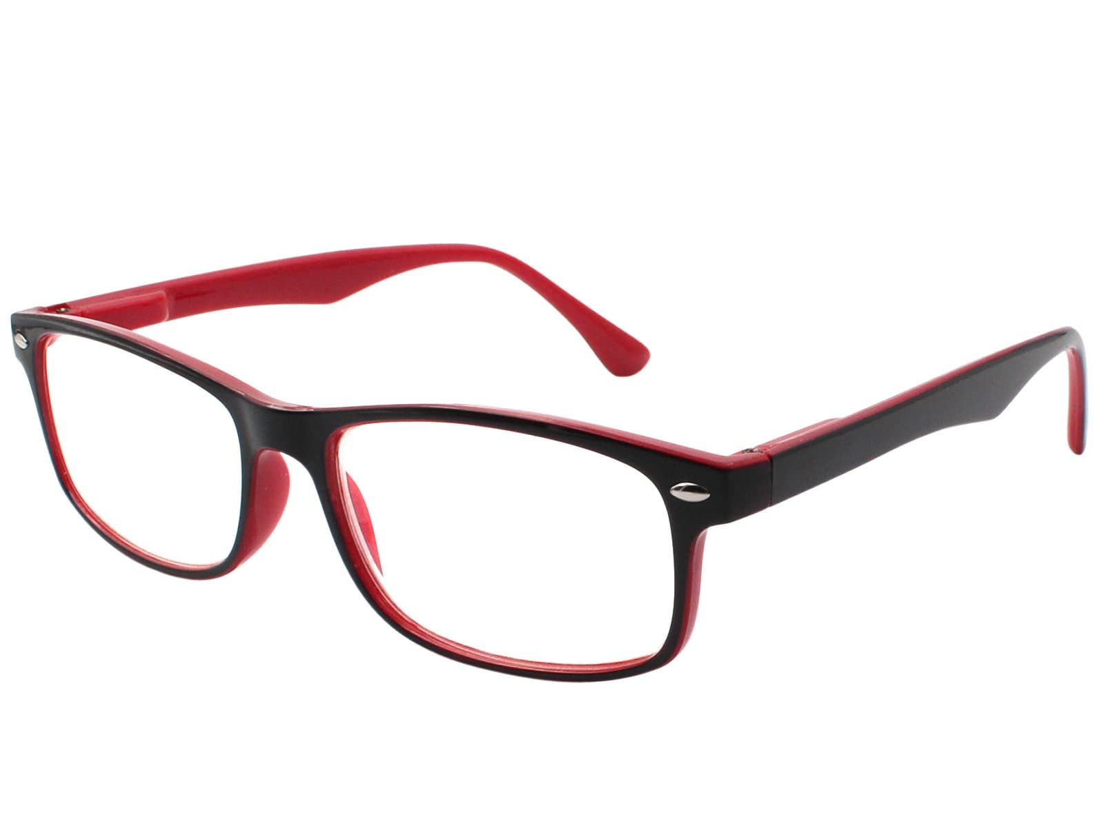 TBOC Reading Glasses Eyeglasses Eyewear – Bicolor Red and Black Frame +4.00 Optical Power Presbyopia Eye Strain Vision Plain Lenses Men Women Unisex Design Light Spectacles PC Computer Screen Phone