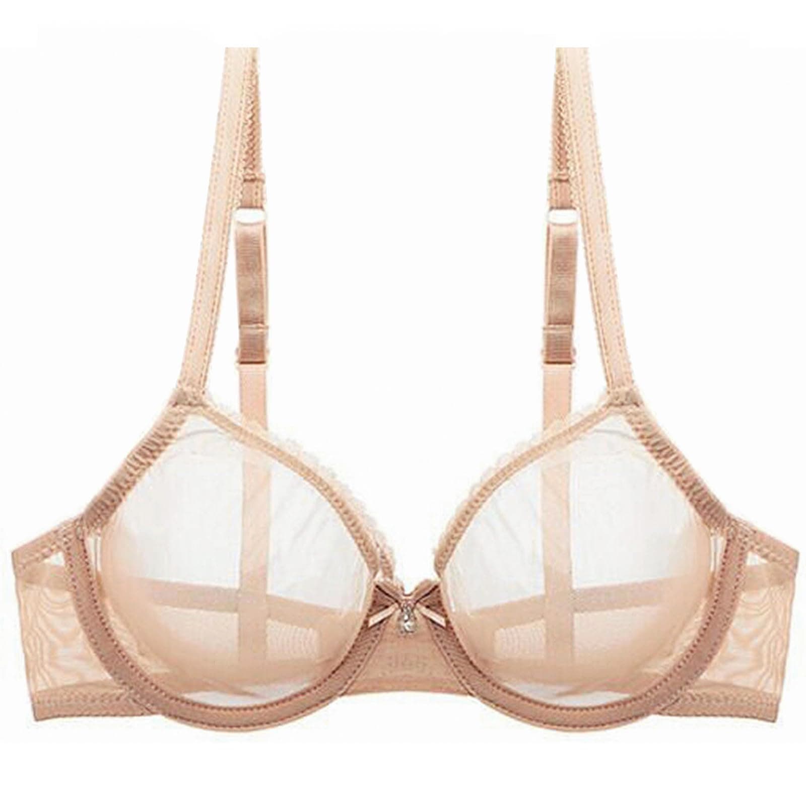 YANDW Sexy Sheer See Through Bras Unlined Underwire Lace Mesh Non Padded Ultra Thin Clear Bralette