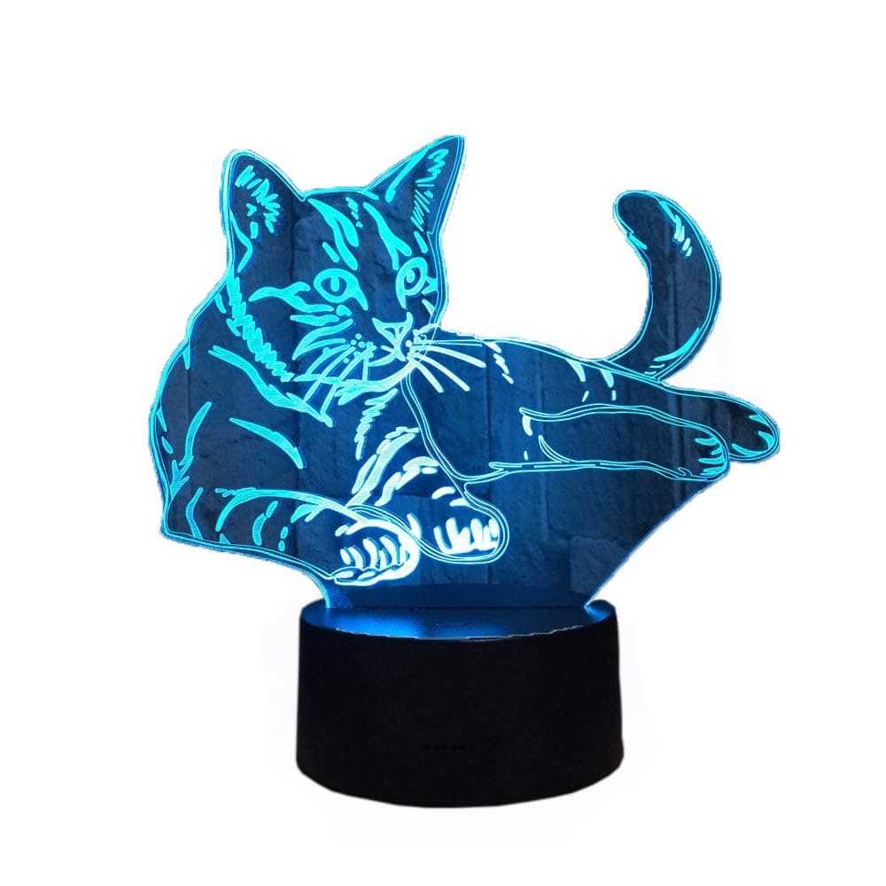 RUMOCOVO® 7 Colorful Cat 3D Lamp LED Night Light USB Touch Table Lamp Children Cute Lamp Bedroom Light Kids Gifts