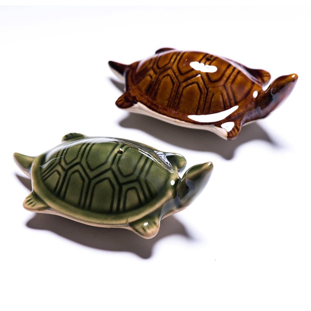 Leeboll Modern 2-3 Inches 1pr Porcelain Bisque Aquarium Fish Bowl Baby Ceramic Turtle Floaters