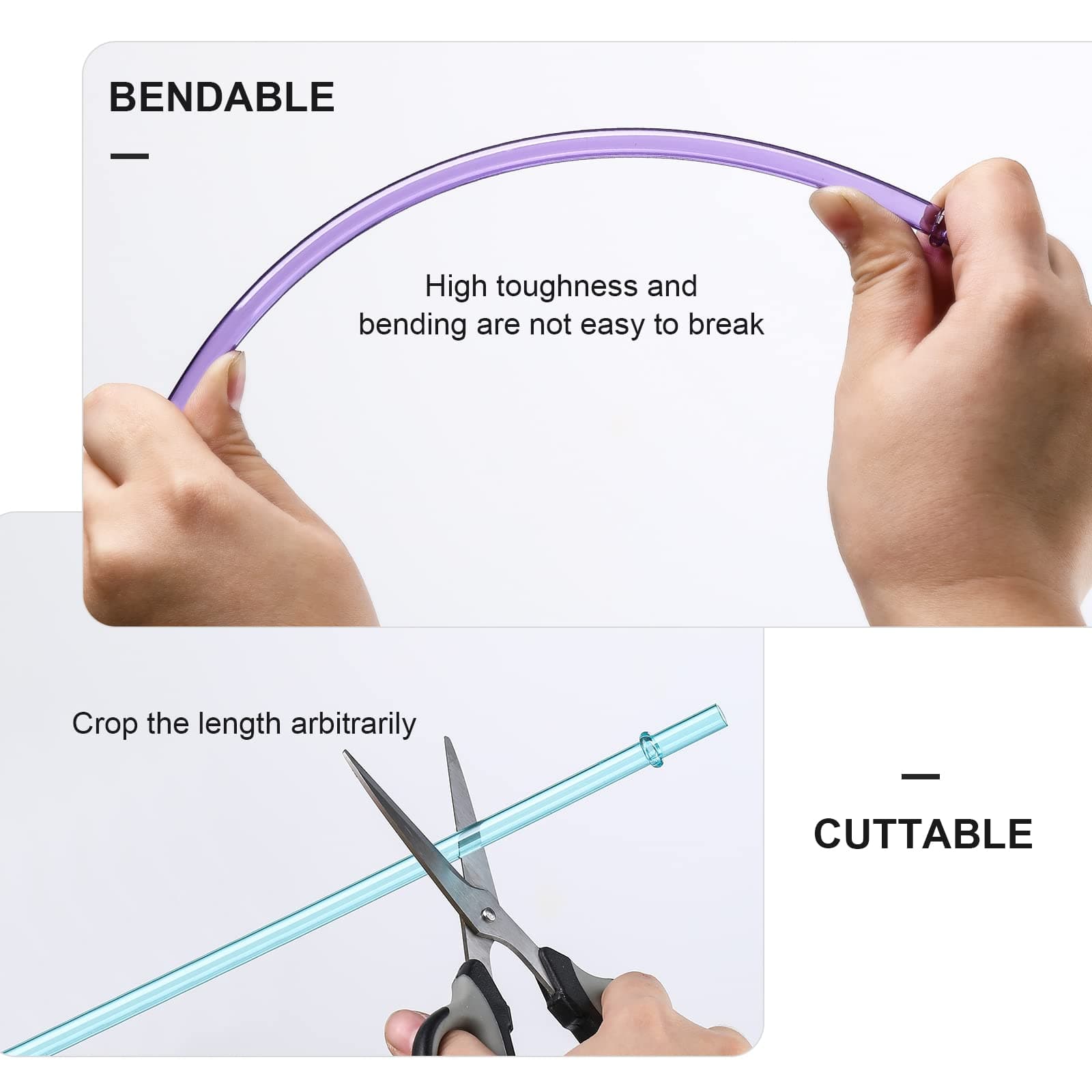 24 PCS, Reusable Straws with 4 Brushes, 10.5" Long Tritan Hard Plastic Straws, 12 Colors Translucent Replacement Drinking Straws for 16OZ-32 OZ Tumblers, Cups, Jars, Stanley, YETI, Starbucks, BPA Free