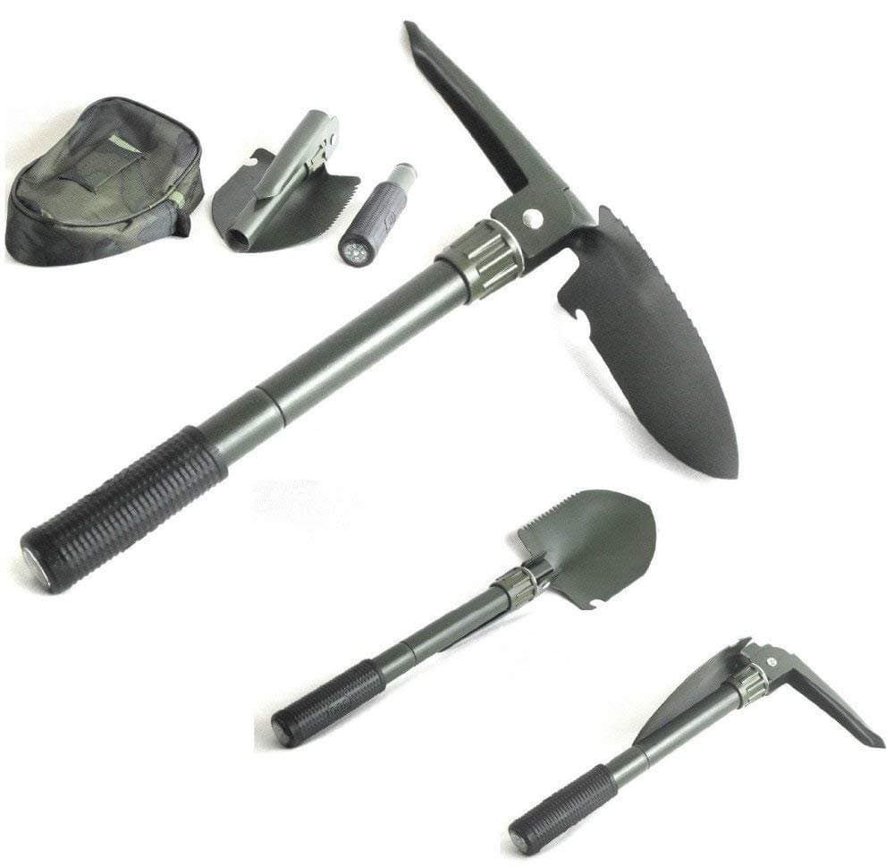 Eco Hometown™ Portable Camping Hiking Military Survival Garden Mini Folding Shovel with Compass and Case