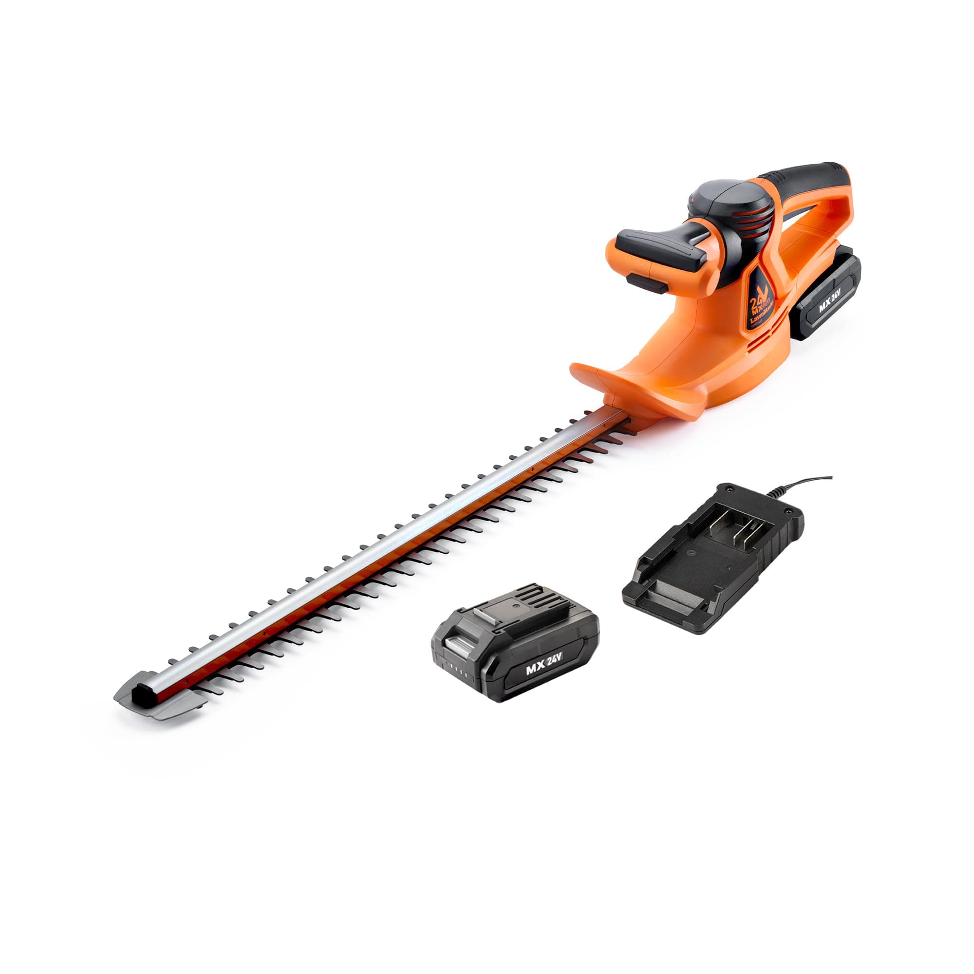 MX 24V 52cm Cordless Hedge Trimmer with MX 24V Lithium ion 2.0 Ah Battery and Charger - Safety Switch System, Laser cut Blade and 2 Year Guarantee