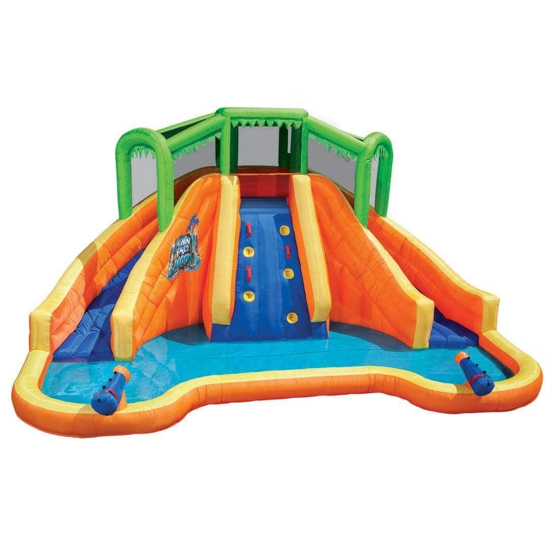 Twin Falls Lagoon, Length: 16 ft 8 in, Width: 11 ft 10 in, Height: 8 ft 4 in, Inflatable Outdoor Backyard Water Slide Splash Toy