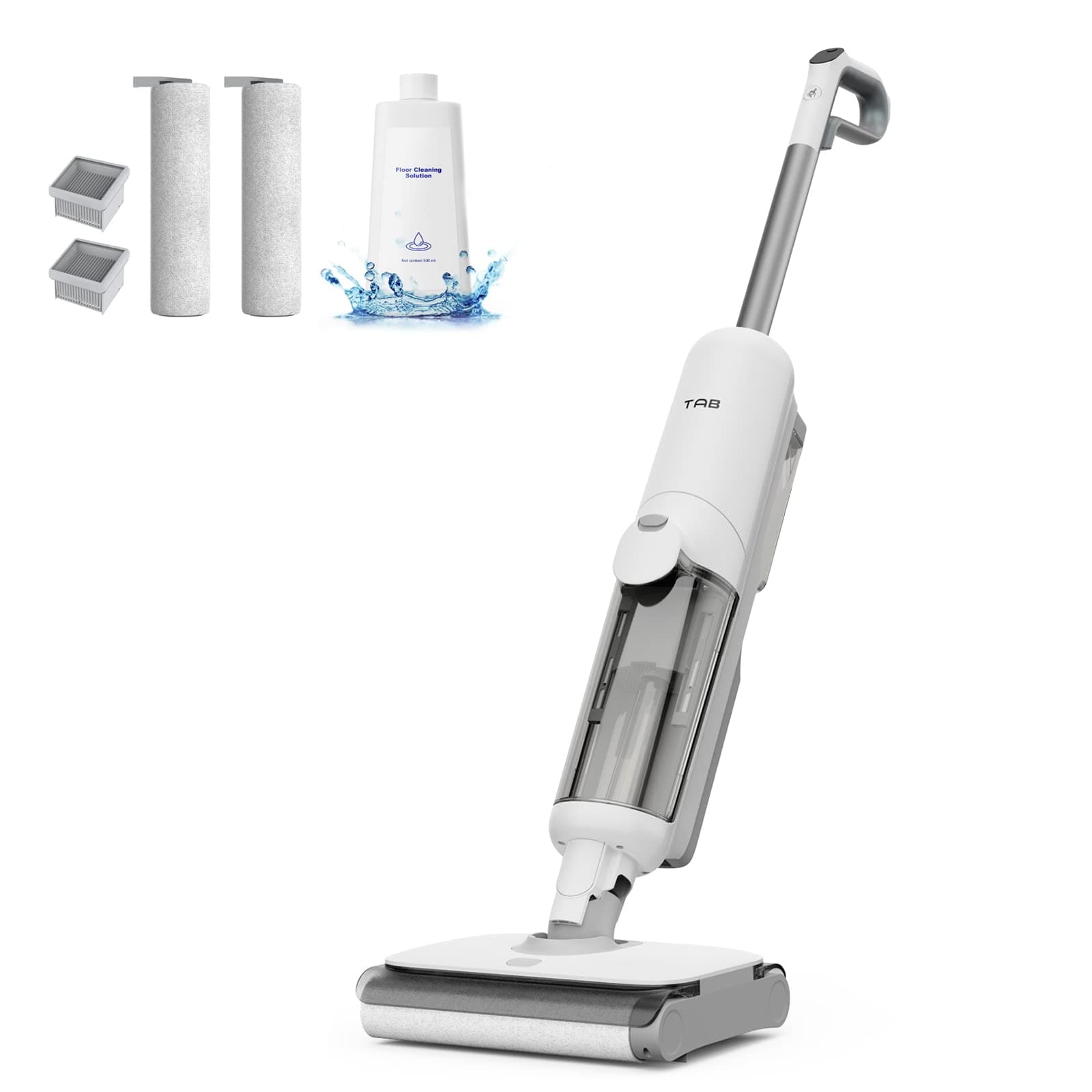 TAB T9 Pro Cordless Wet Dry Vacuum Cleaner, Smart Vacuum Mop for Sealed Hard Floors Deep Cleaning, Upgraded Dual Roller Brushes Head, Vacuum & Mop & Wash 3 in 1, Self-Cleaning System, Electric Mop