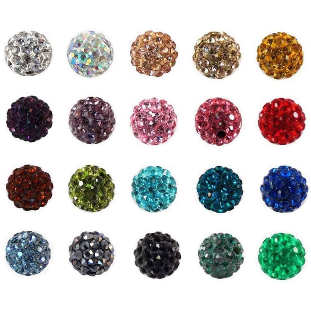 100 Pcs 10mm Shamballa Beads,Random Color Shamballa Pave Disco Ball Clay Beads,Round Polymer Clay Charms Rhinestone Crystal Beads for Shamballa Jewelry Making
