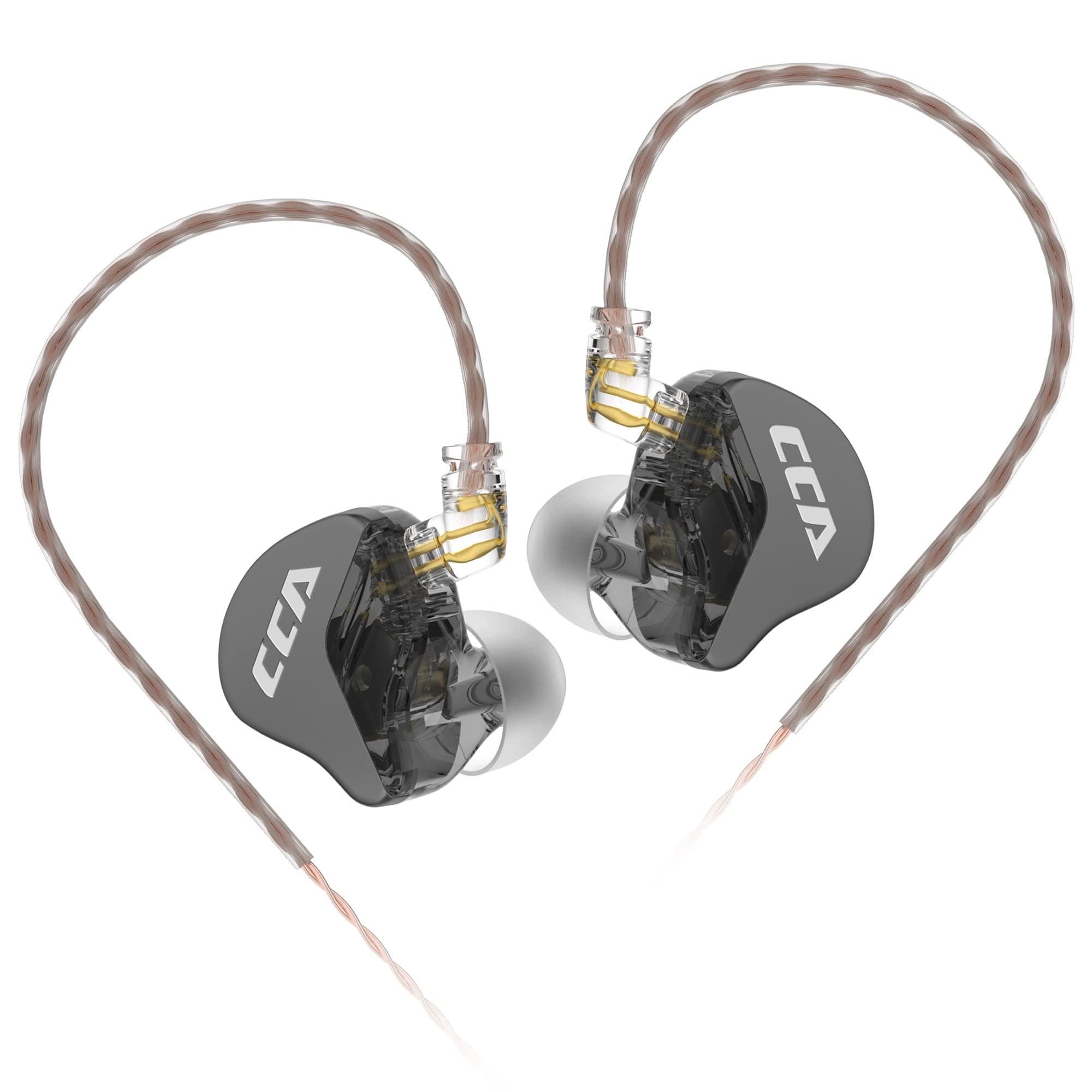 CCA CRA in Ear Earphone, Ultra-thin Diaphragm Dynamic Driver IEM, Clear Sound & Deep Bass, Wired Earbuds with Tangle-Free Removable Cord-Black No Mic