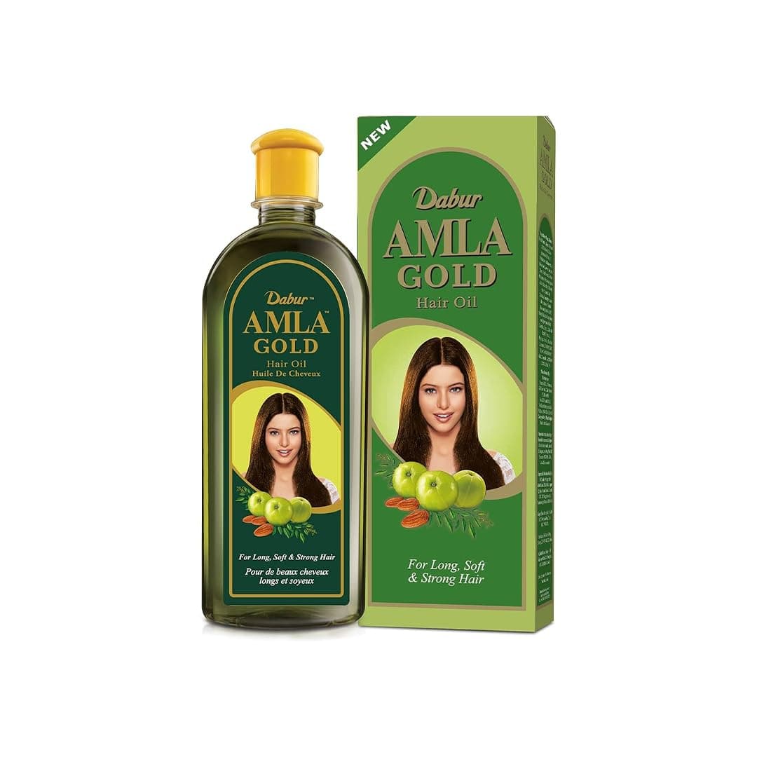 Dabur Amla Gold Hair Oil - Serum with Amla Oil, Almond and Henna - Moisturizing Hair and Scalp for All Types - Natural Treatment Products for Women - 6.76 Fl Oz (Pack of 1)