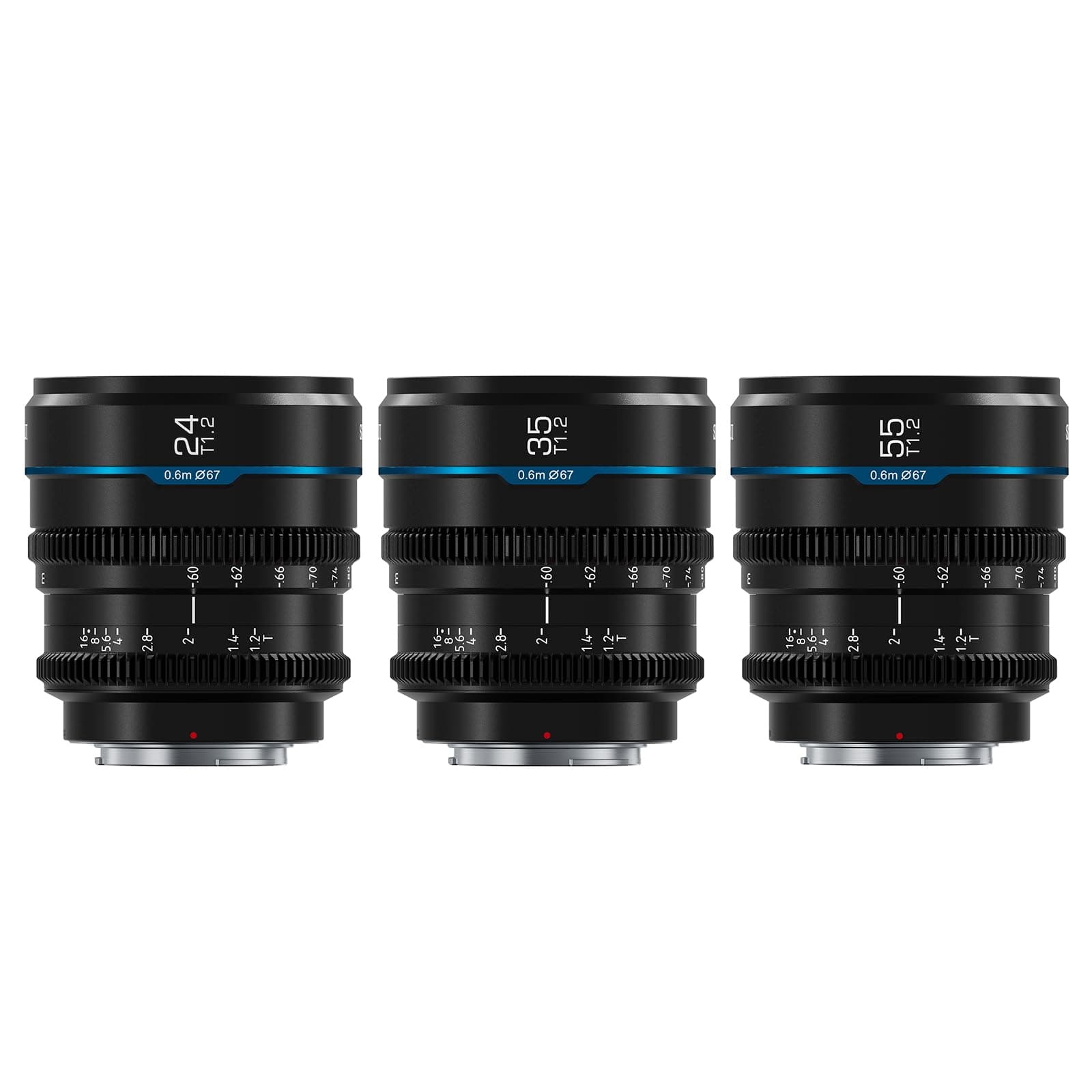 SIRUI Night Walker T1.2 Cine Lens Set, 24mm, 35mm, 55mm, Large Aperture Manual Focus Lens (MS-3SMB, M4/3 Mount, Black)