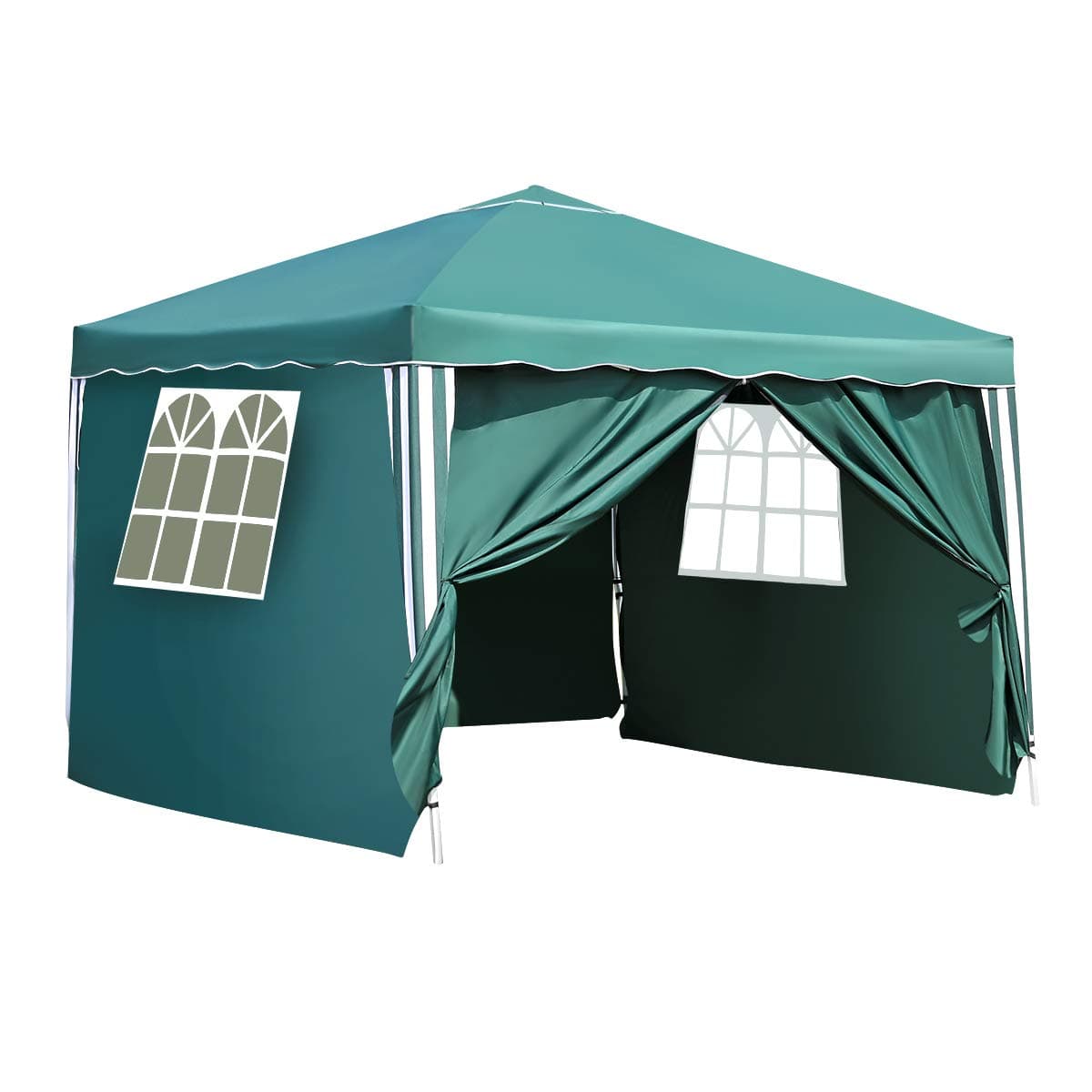 3x3m Pop-up Canopy Tent Heavy Duty Gazebo Pavilion Outdoor Party Commercial Instant Tents Impact Canopies with 4 Removable SideWalls, Perfect for Garden, Patio, Barbecue Parties (4 sides, Green)