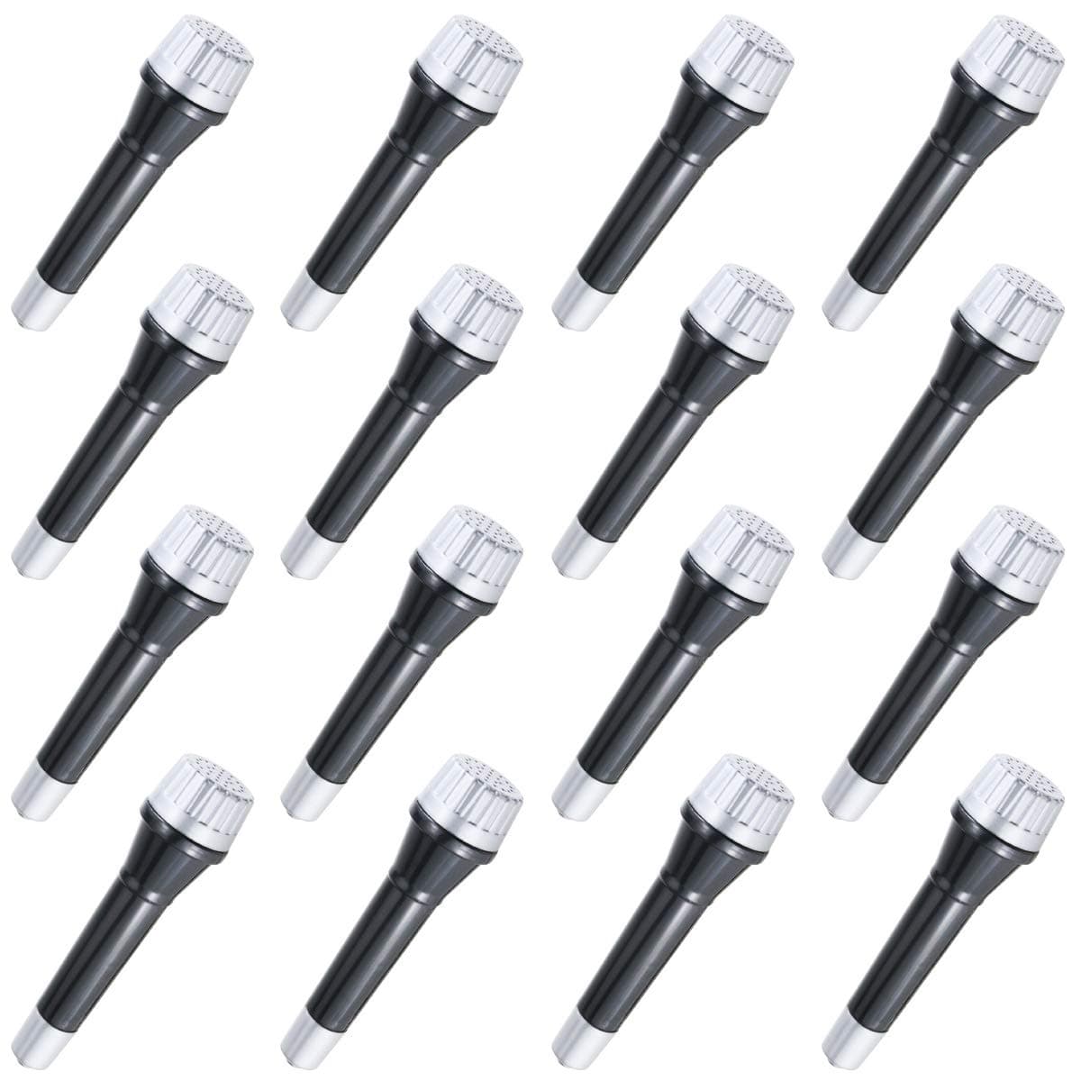 16 Pack Plastic Microphones Bulk, Toy Set Birthday Party Favors Stage Prop for Girls and Boys, 5.5 Inches Tall
