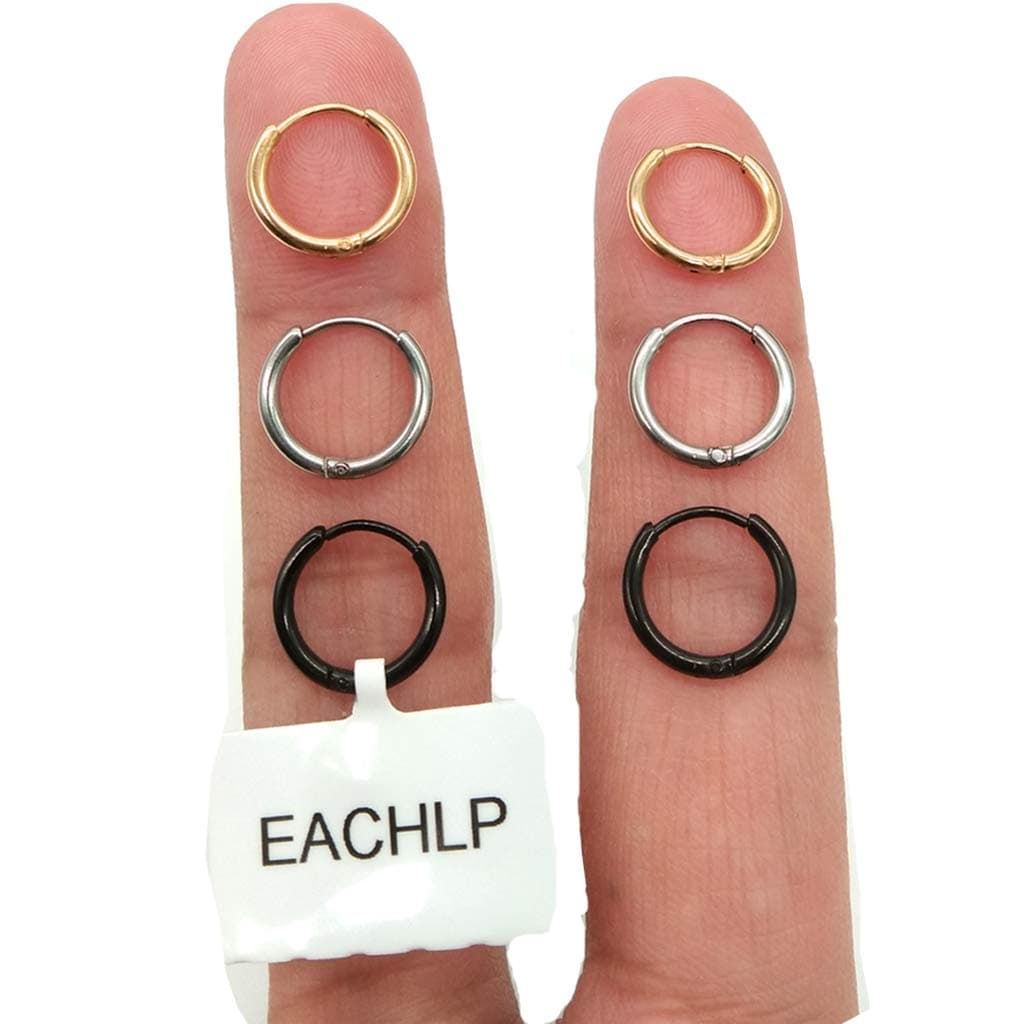 EACHLP Unisex 18K Real Gold Plating Surgical Steel Sleeper Tiny Hoop Earrings,Nose Ring Septum Ring Helix Ring Daith Ring Lip Ring Nipple Ring Snug Ring Rook Ring Body Piercing Jewelry