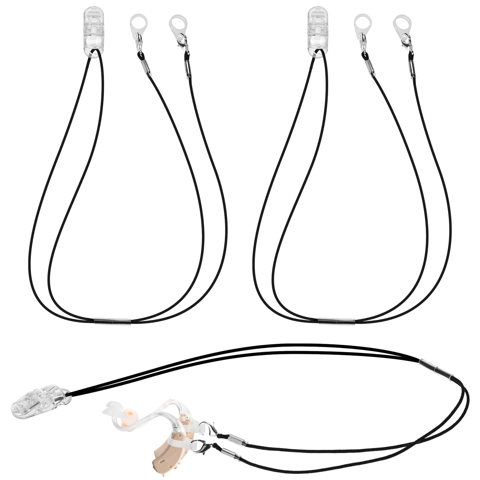 3 Pieces Hearing Aids Clip Holder Portable Hang Rope Anti Lost Amplifier Lanyard Clips And Aid Case Accessories Fixation Cord Protection For Seniors Adults Kid Sound Bte