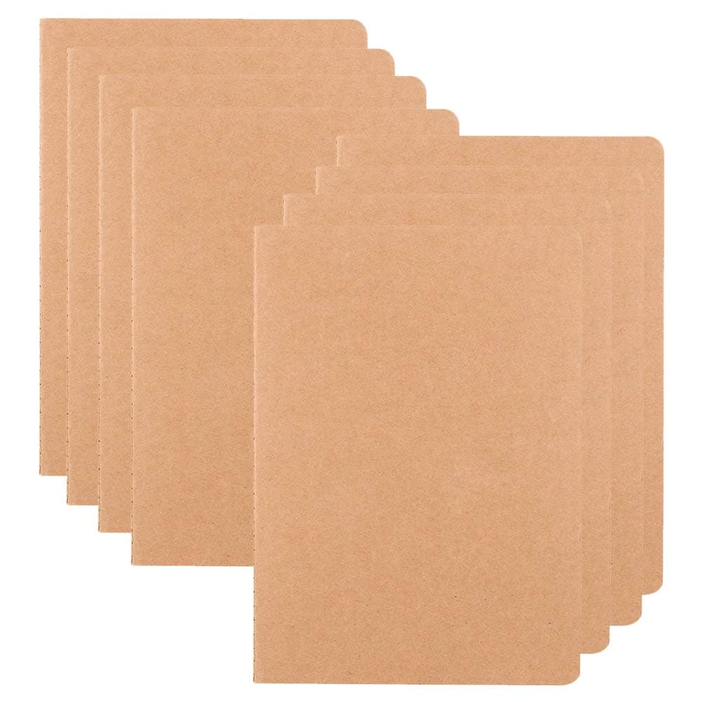 Notebooks/Journals Bulk of 8, XYark Soft Kraft Cover Memo Notepads Diary Subject Notebooks Planner with Blank Paper, 30 Sheets/60 Pages, 8.3x5.5 inch, A5 Size, Travel Journal Set