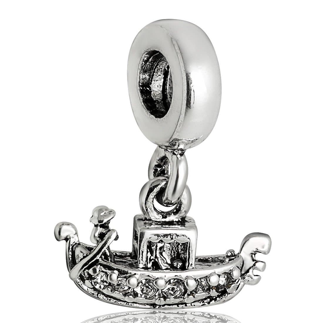 EvesErose Silver Canoa Boat Venice Bead Sterling Charm Fits Pandora & Similar Bracelets