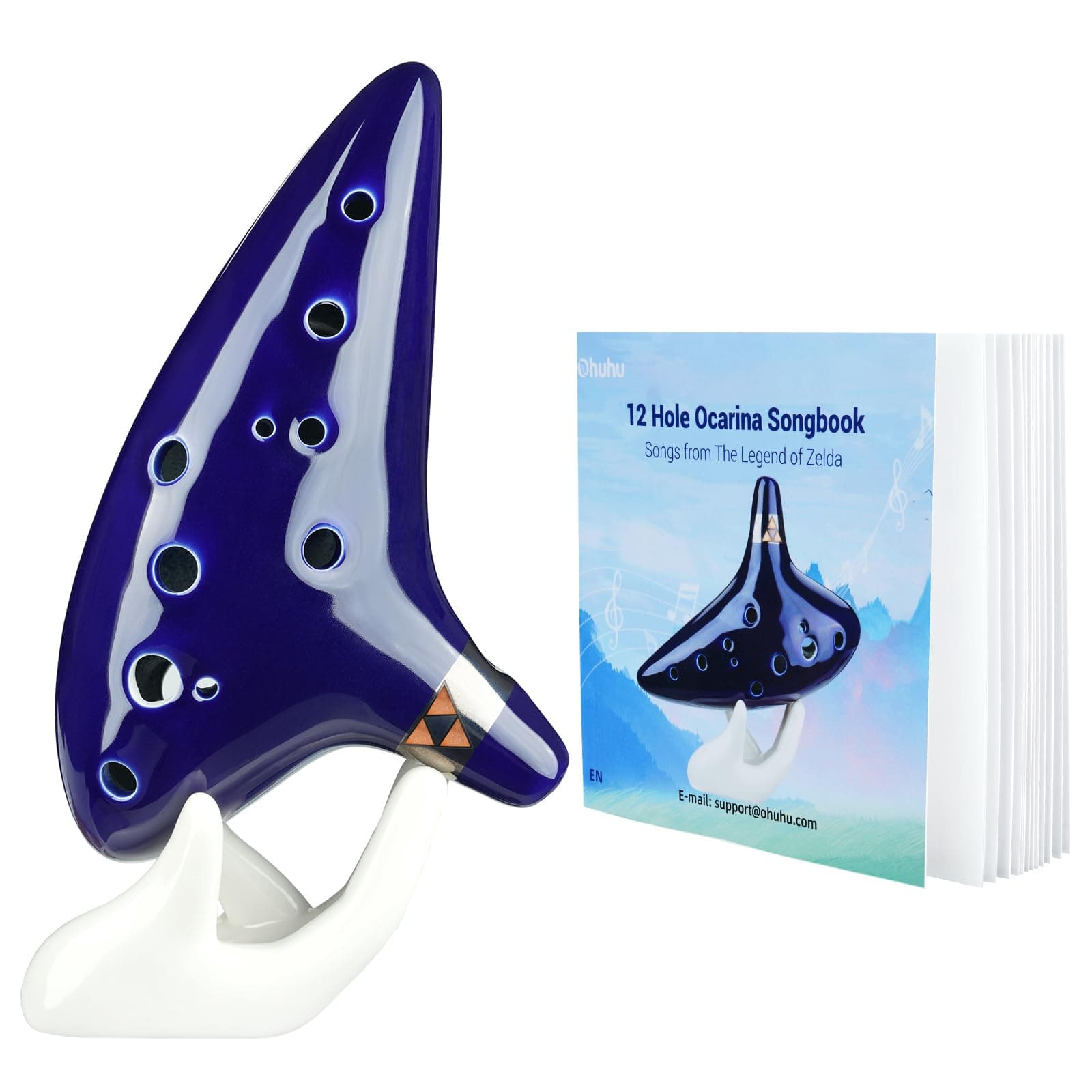Ohuhu Legend of Zelda Ocarina 12 Hole Alto C with Textbook Display Stand Protective Bag