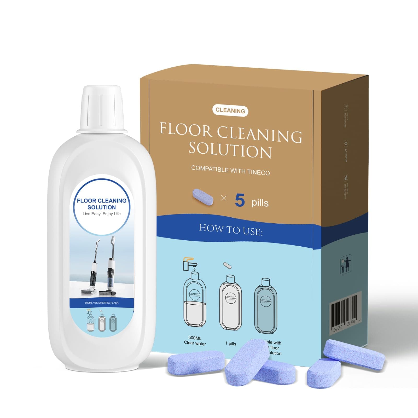 5 Bottles Compatible with Tineco Cleaning Solution 500ml Per Bottle Lavender Scents Floor Cleaner Compatible with All Robot Vacuums with Mopping and Cordless Wet/Dry Vacuum (Lavender Scents)