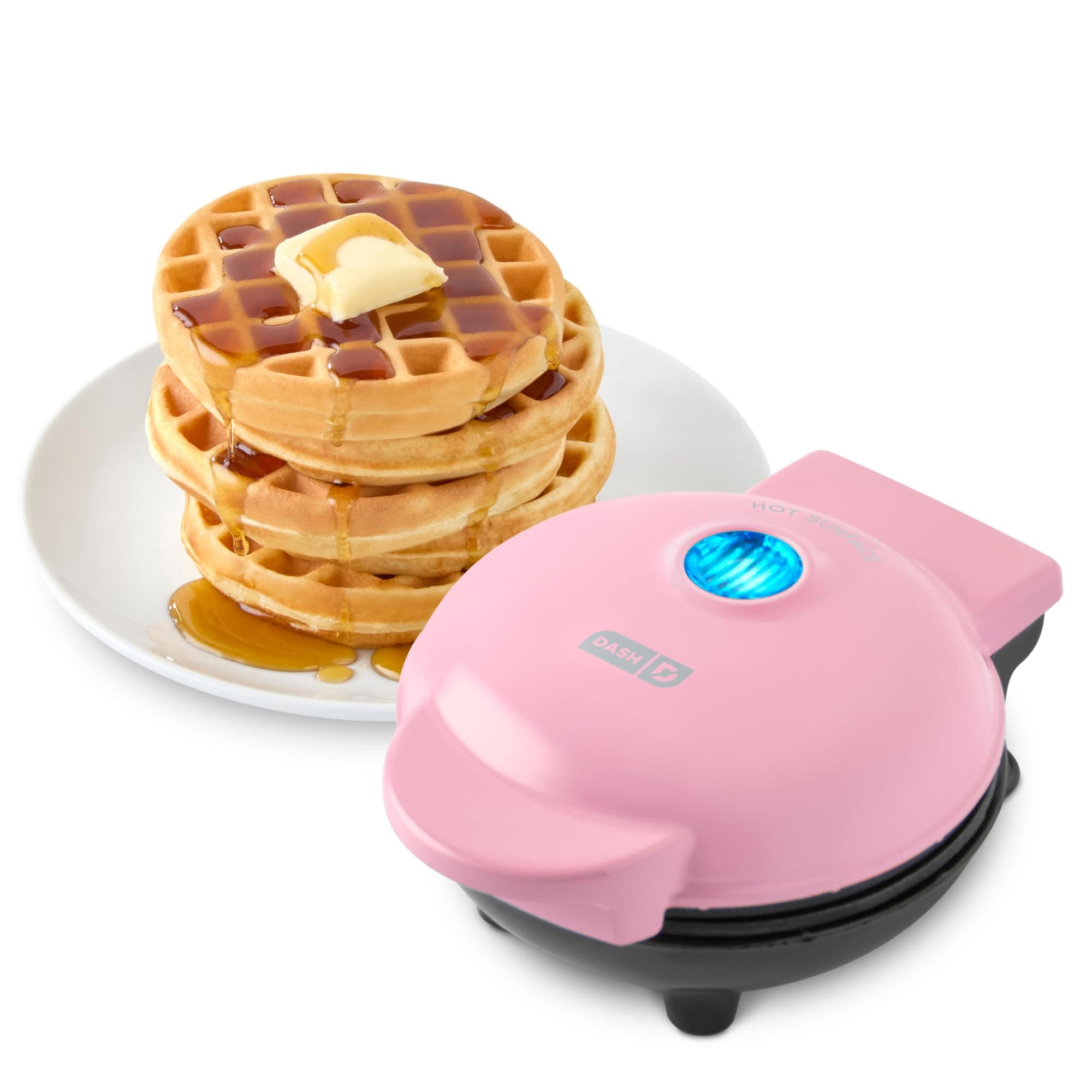Dash Mini Waffle Maker- Compact Electric Iron for Creative Homemade Treats - PTFE nonstick surface - Easy-to-Clean - Perfect for Kids & Families - Pink