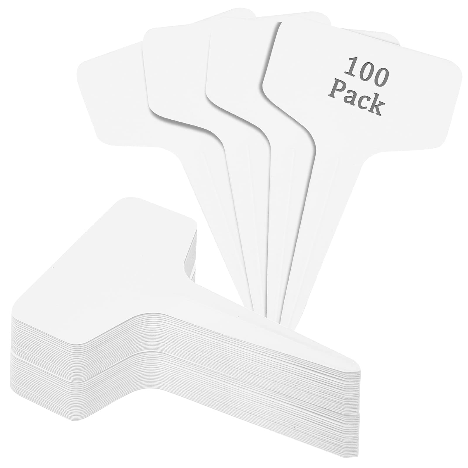 JatilEr 100 PCS Plant Labels, T-Type Garden Markers White PVC Garden Tags Waterproof Plant Sign Tags for Outdoor Indoor Seed Potted Herbs Flowers Vegetables (3.94 in x 2.36 in)
