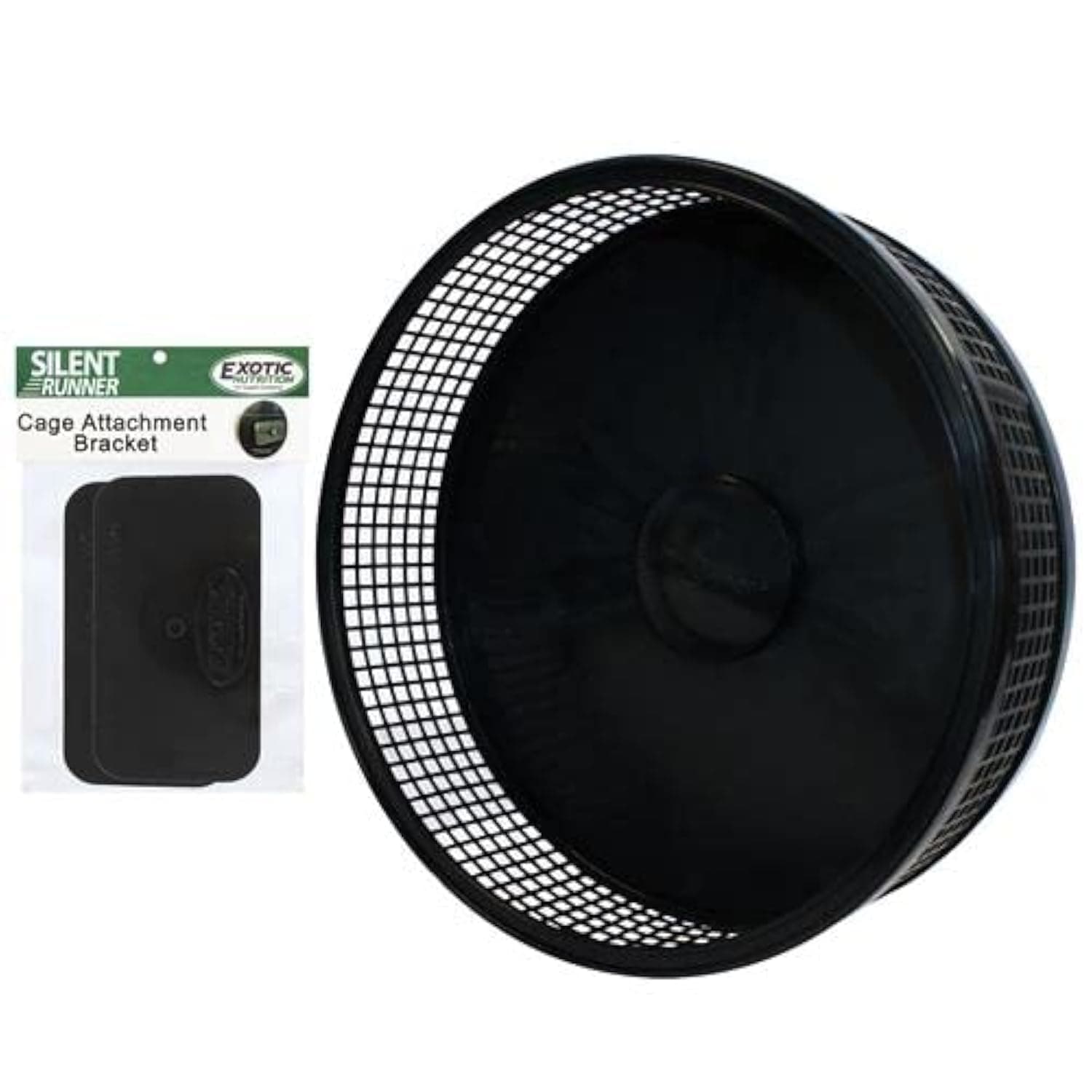 Exotic Nutrition Silent Runner Pro | Sugar Glider Exercise Wheel (Black with Attachment)