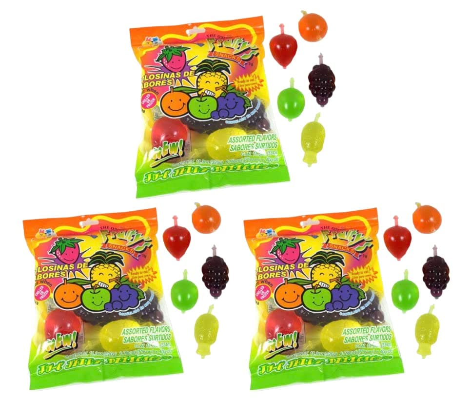 DinDon Fruity Snack TikTok Ju-C Jelly Fruit Candy Bag 11.3 oz 5 Flavors Strawberry, Sour Apple, Pineapple, Grape, and Orange Tasty Fruity Jelly Snack - PACK OF 3